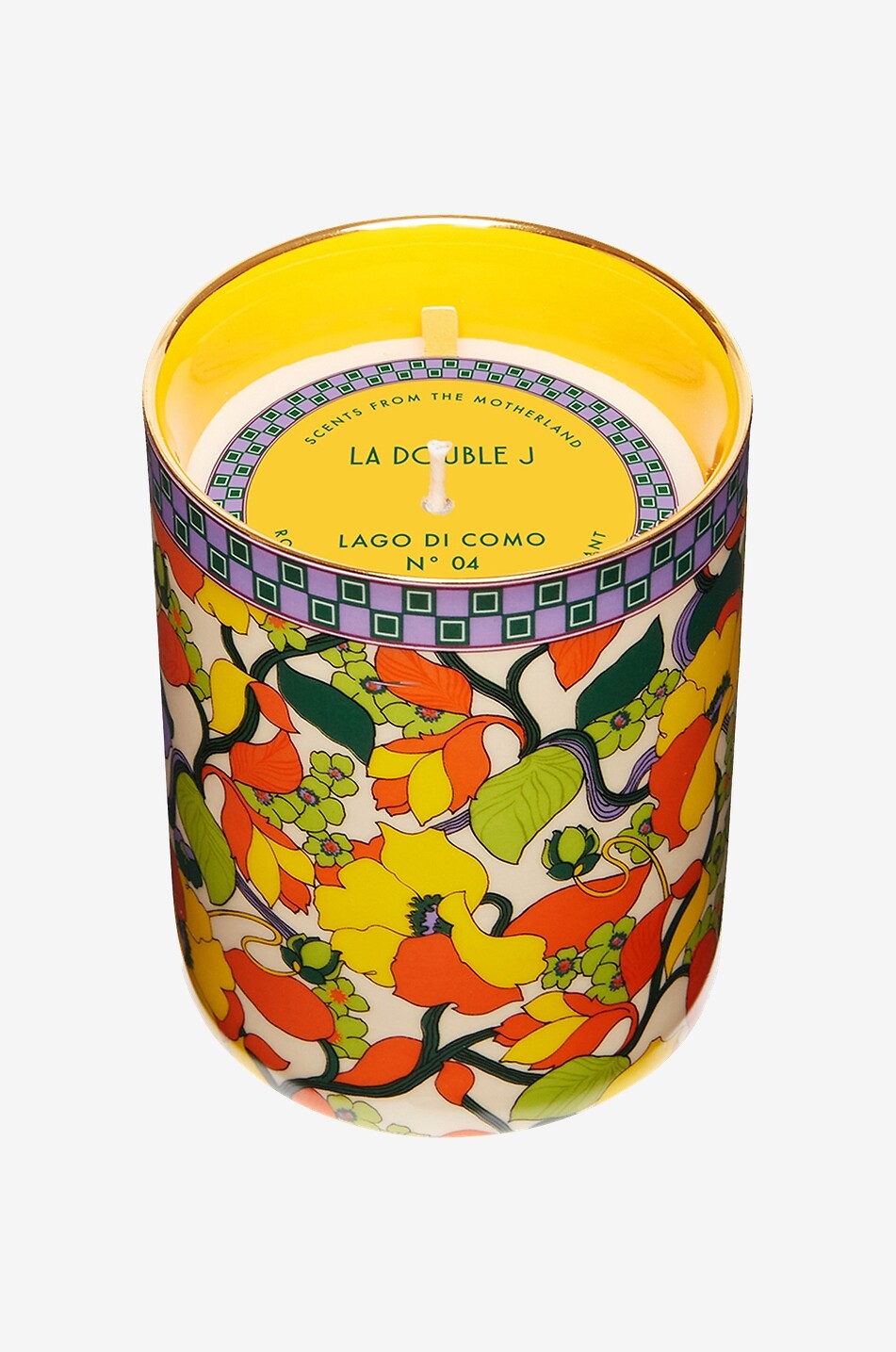 Scented candle in porcelain pot