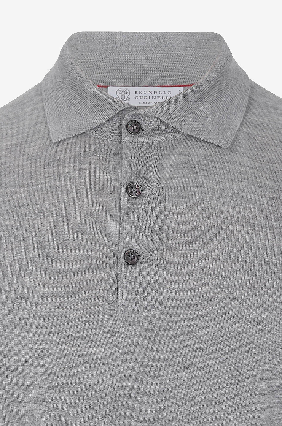 BRUNELLO CUCINELLI Woll- und Kaschmir-Strick-Langarm-Polohemd Herren HELLGRAU 3