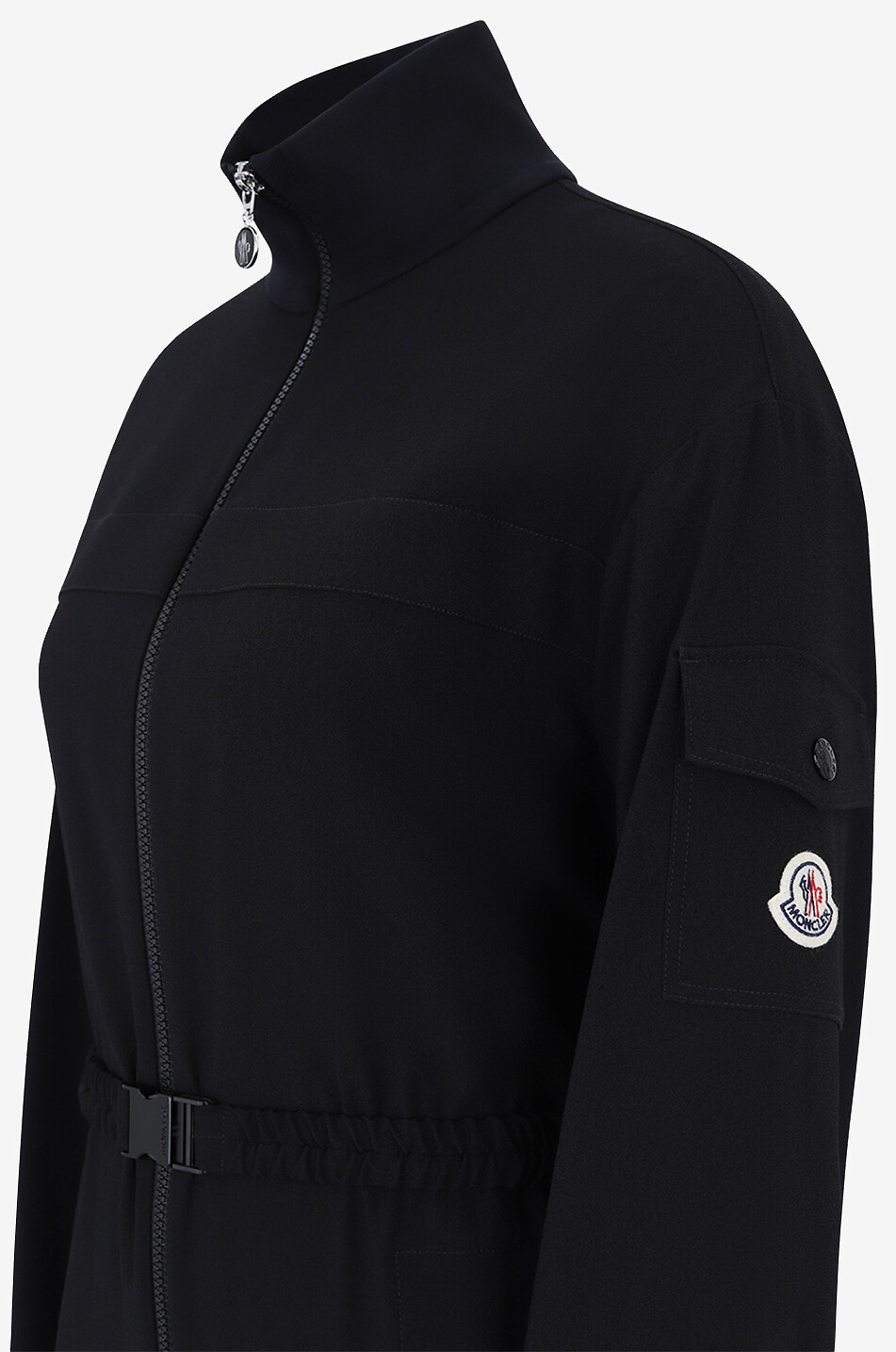 MONCLER Midi cady dress with stand-up collar and cargo pocket Women BLACK 3