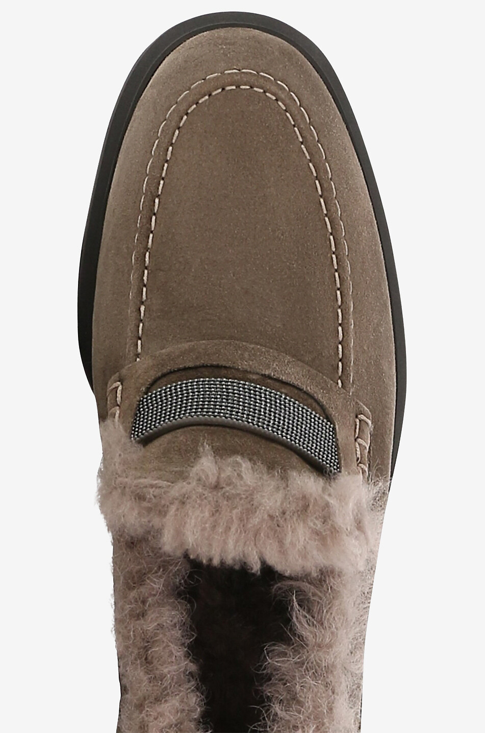 BRUNELLO CUCINELLI Shearling lined suede penny loafers Women MEDIUM BROWN 5