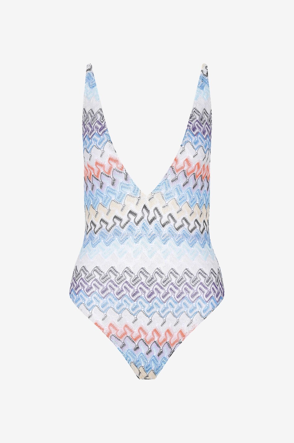 Psychedelic pattern adorned V-neck swimsuit