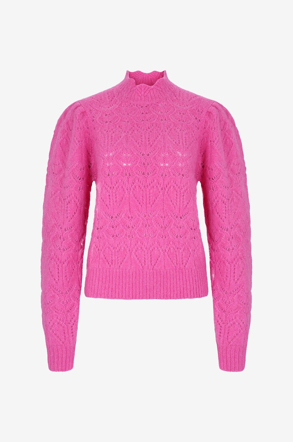 Flauschiger Lochstrick-Pullover mit Stehkragen Galini