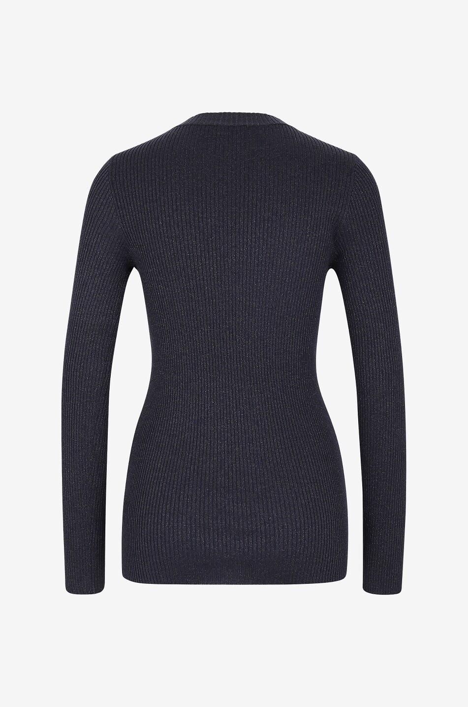 BRUNELLO CUCINELLI Pull chaussette côtelé lamé à col rond Femme BLEU FONCE 2