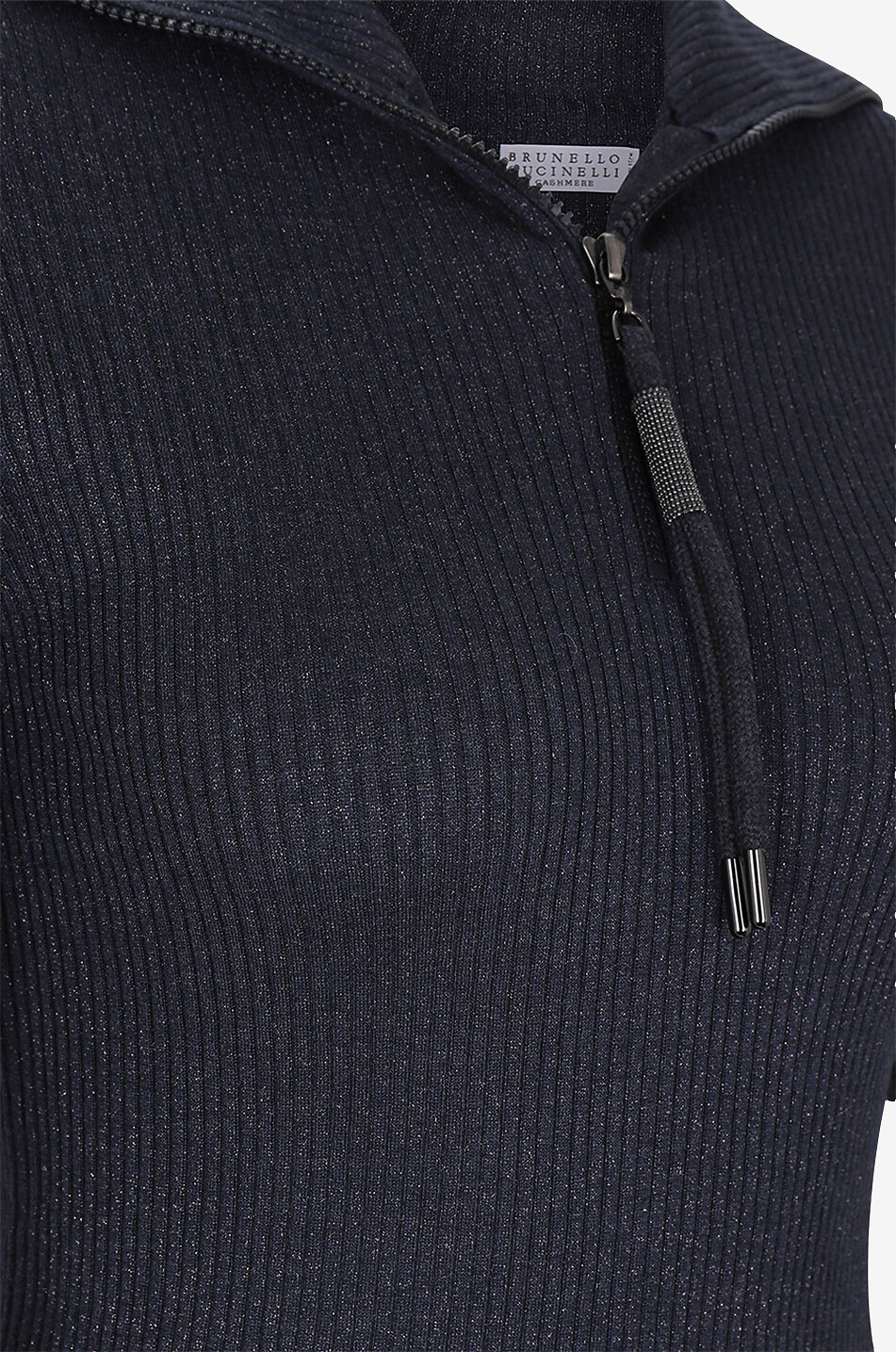 BRUNELLO CUCINELLI Glittering half-zip stand-up collar jumper Women DARK BLUE 3