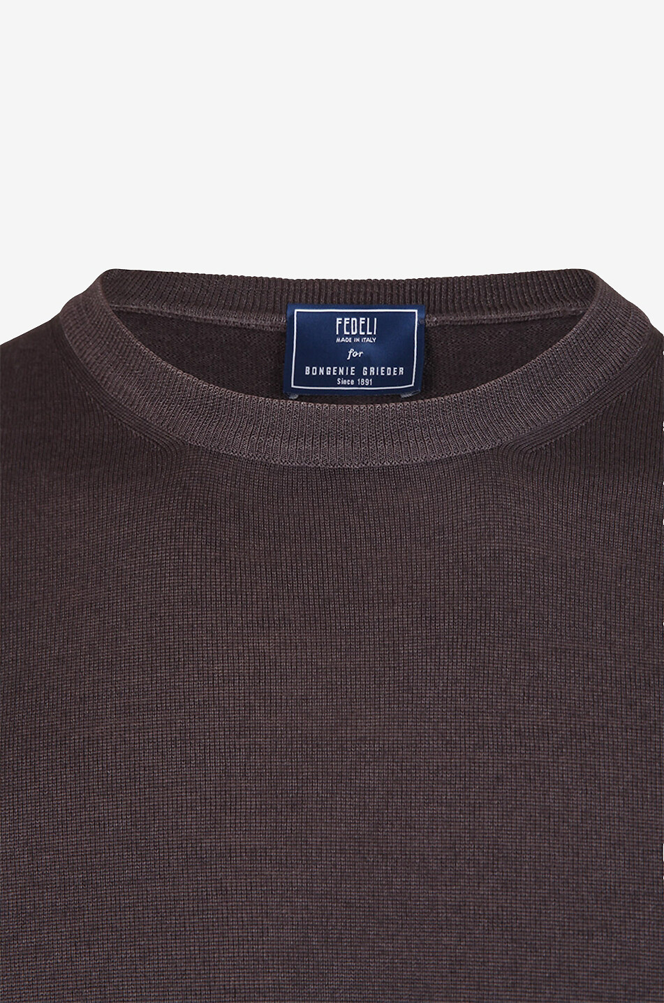 FEDELI Rundhals-Wollpullover Argentina Herren DUNKELBRAUN 3