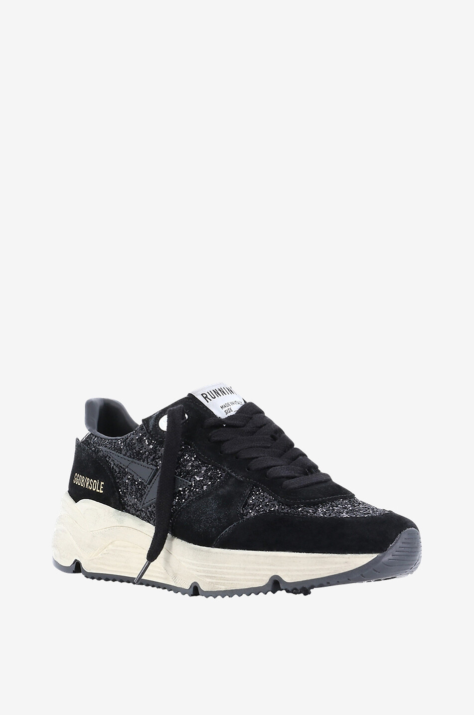 GOLDEN GOOSE Baskets basses à paillettes Running Sole Femme NOIR 1