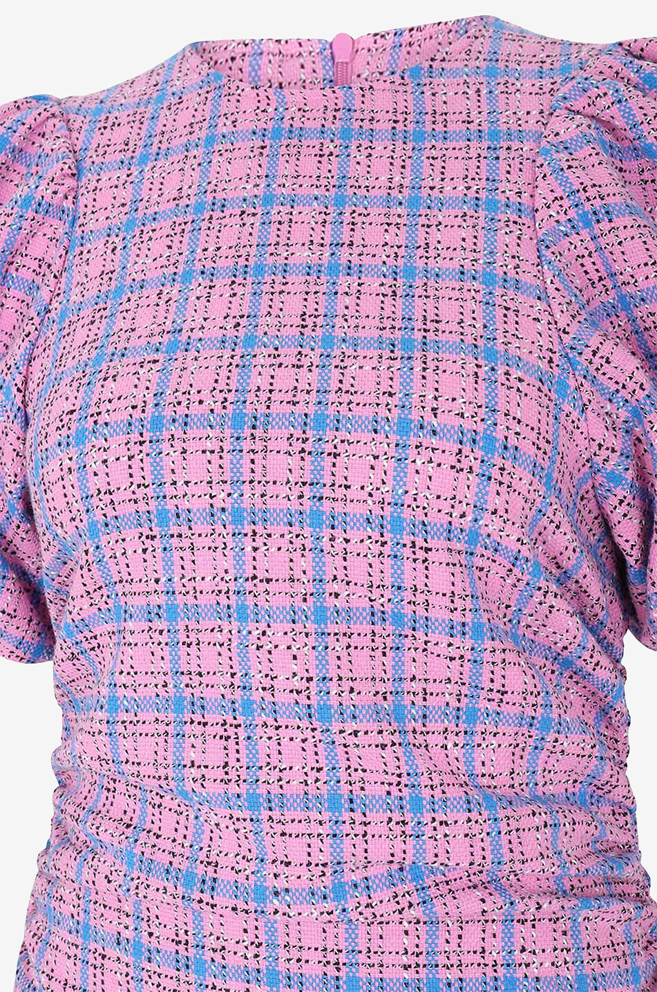 Mini robe froncée en tweed Check Suiting