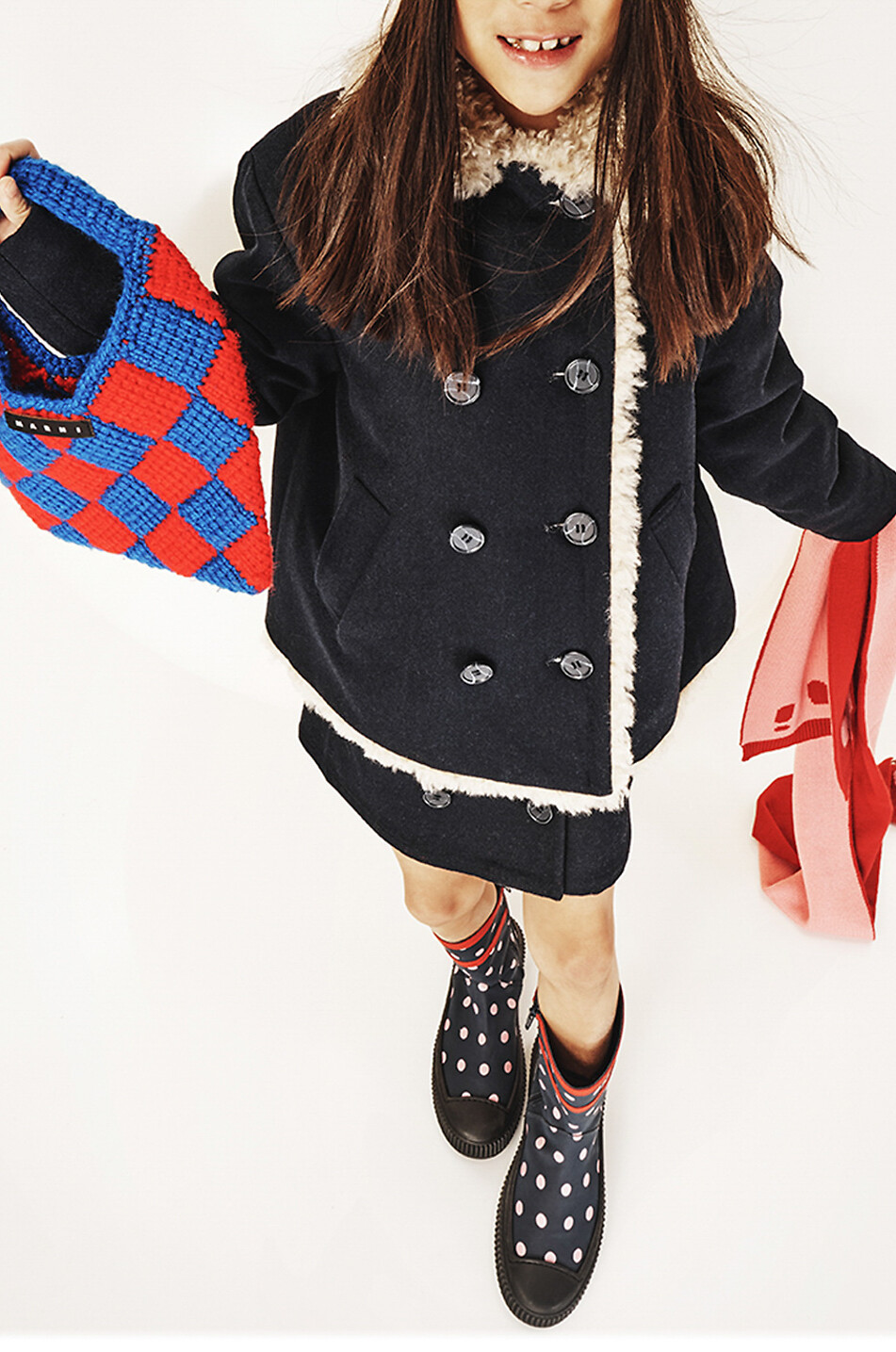 MARNI Manteau court fille à boutonnage double Fille BLEU FONCE 3