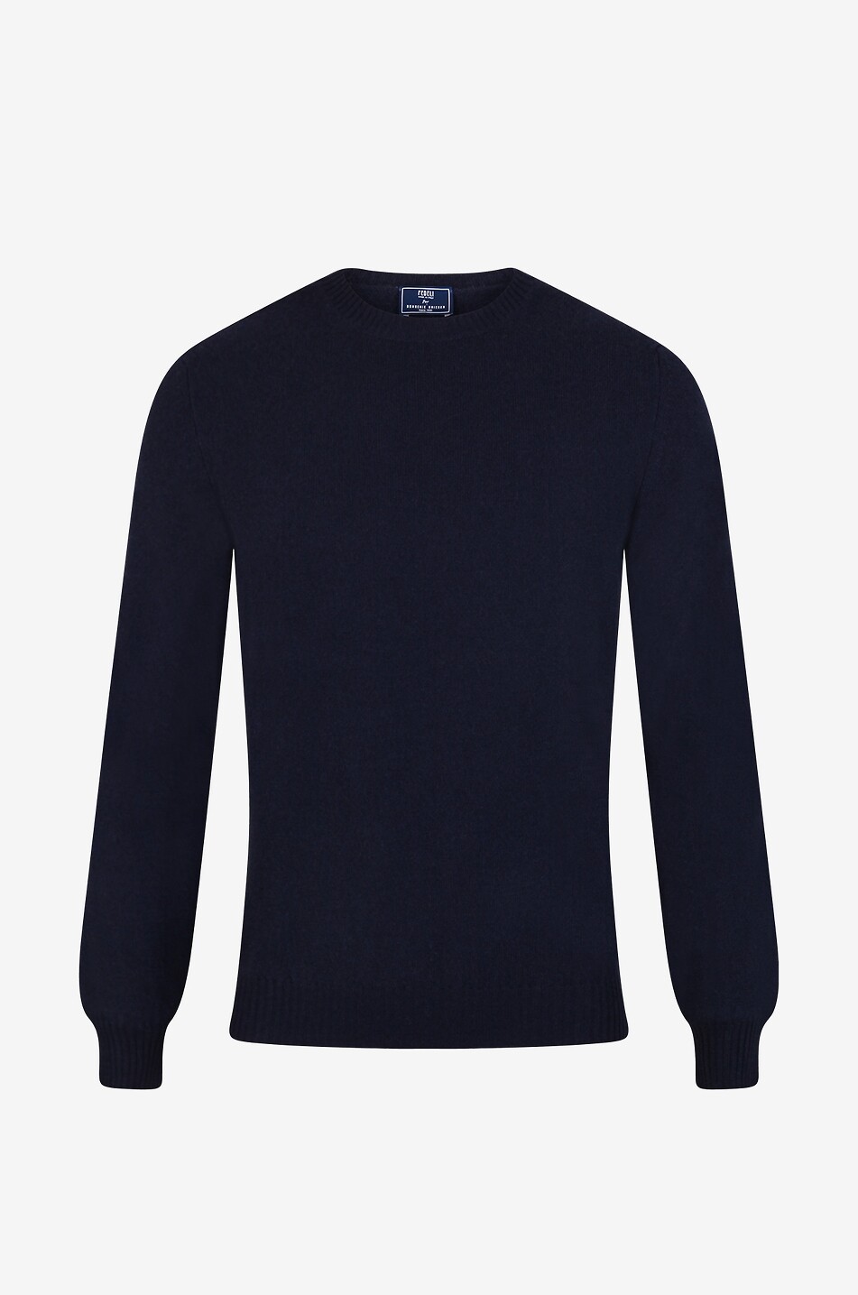 FEDELI Pull à col rond en cachemire Argentina Persia Homme BLEU FONCE 1