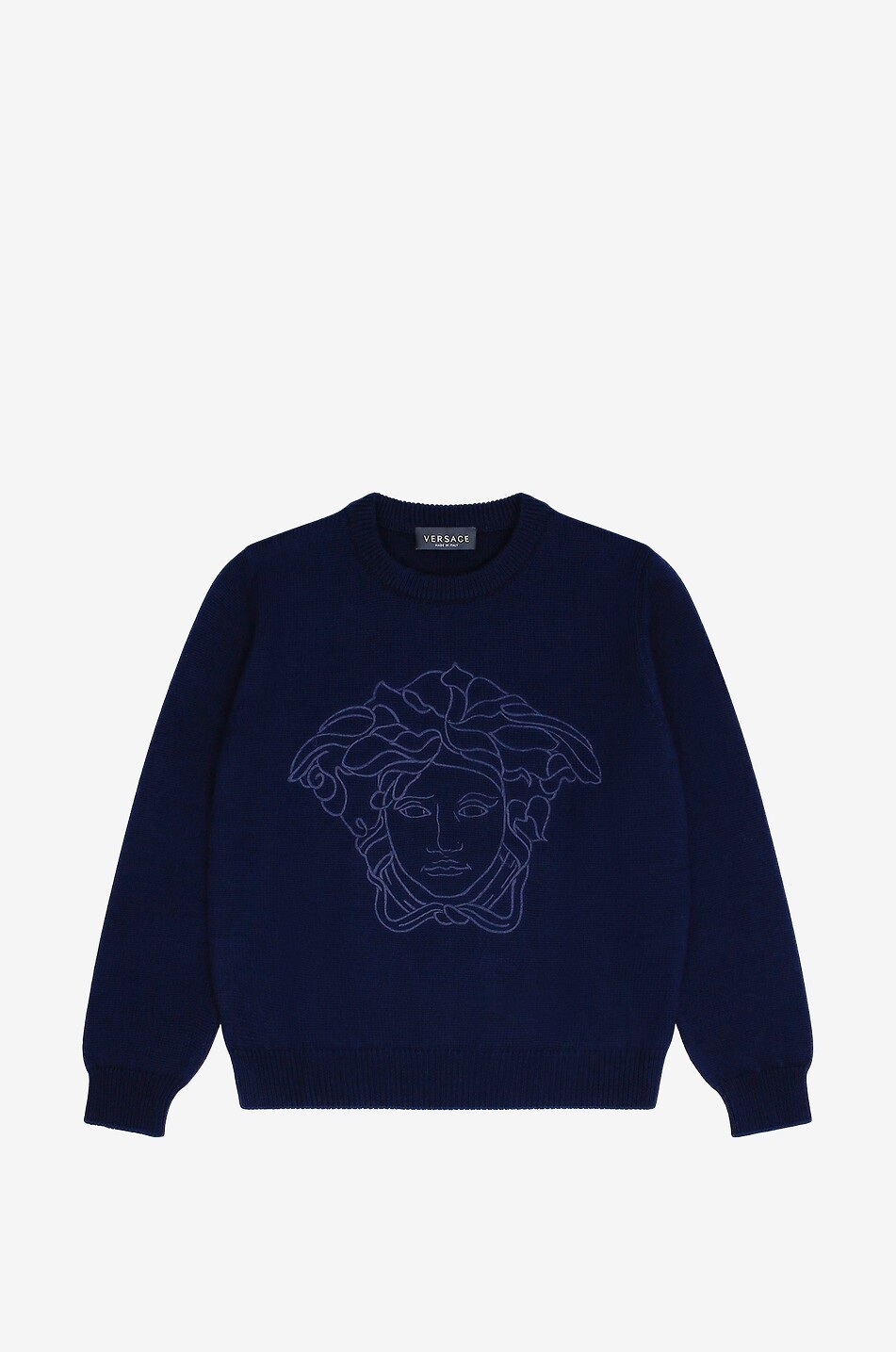 Pull garçon à col rond brodé Medusa