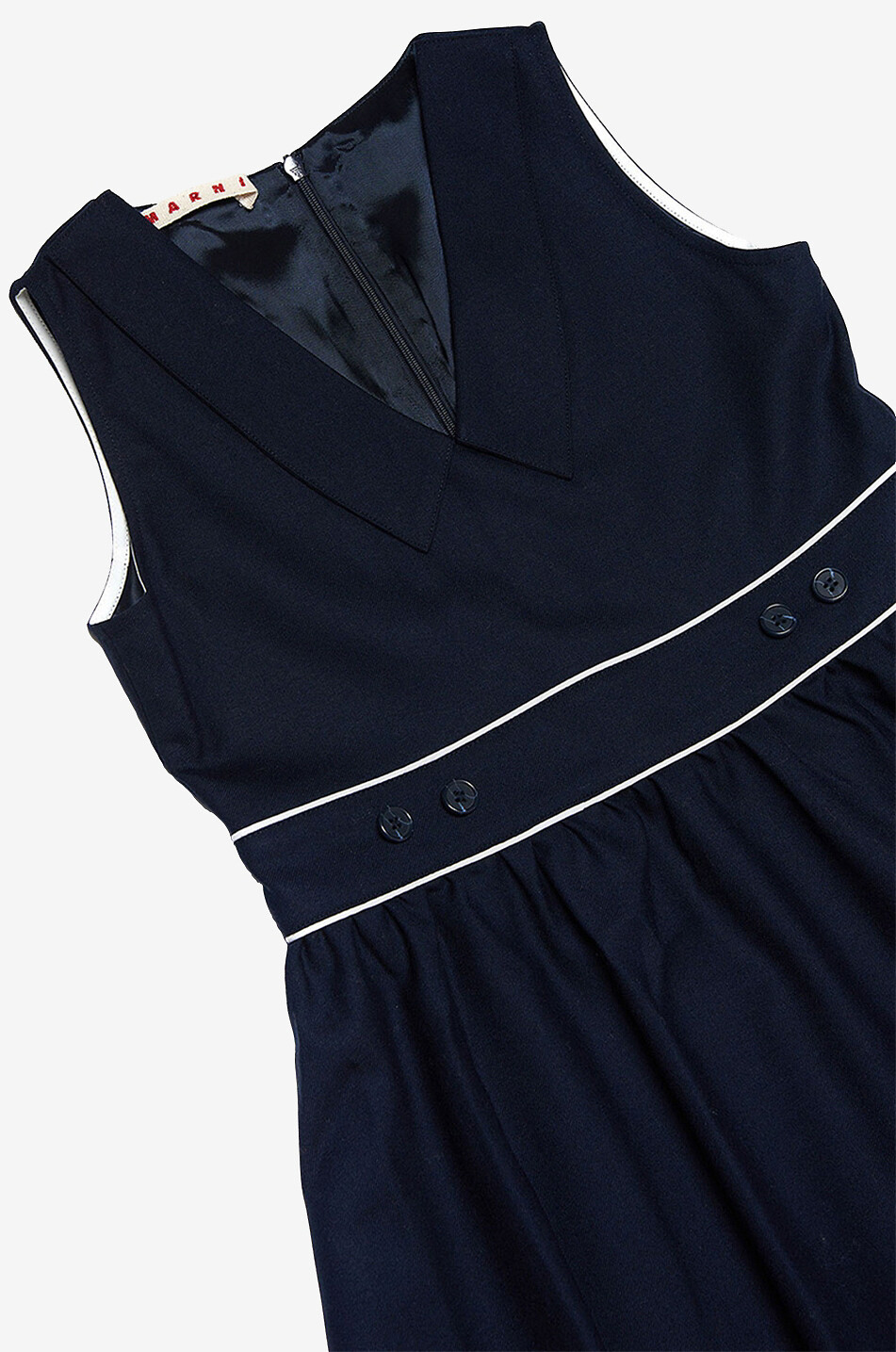MARNI Robe sans manches fille en sergé à passepoils Fille BLEU FONCE 4