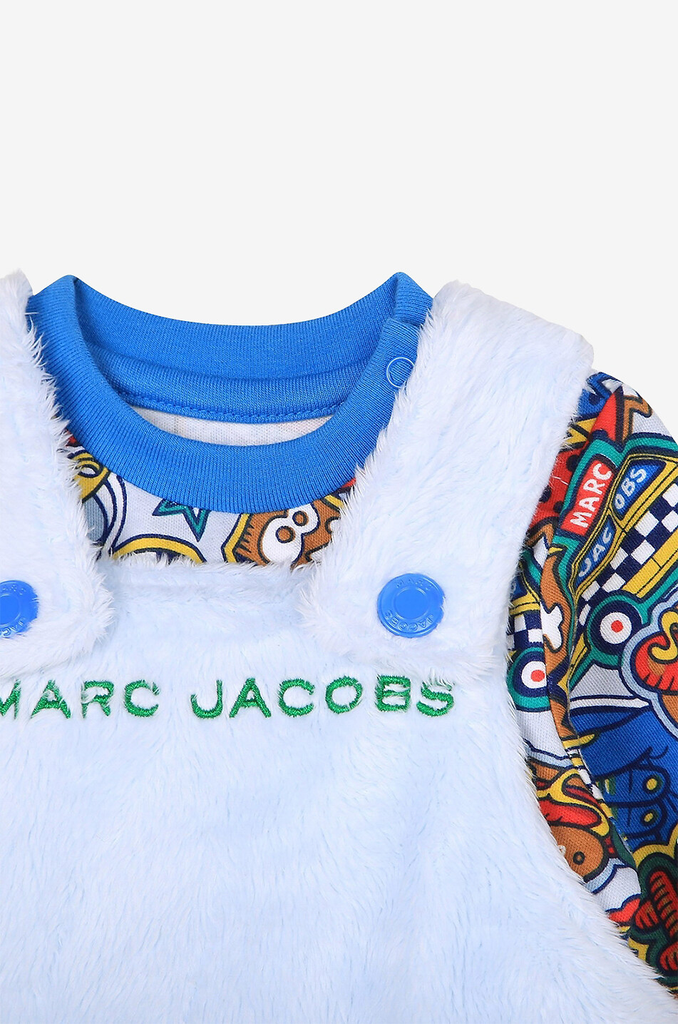 MARC JACOBS Cotton baby dungarees and T-shirt Baby BLUE 3