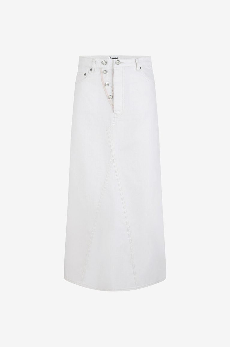 GANNI Double Fly long denim skirt Women WHITE 1