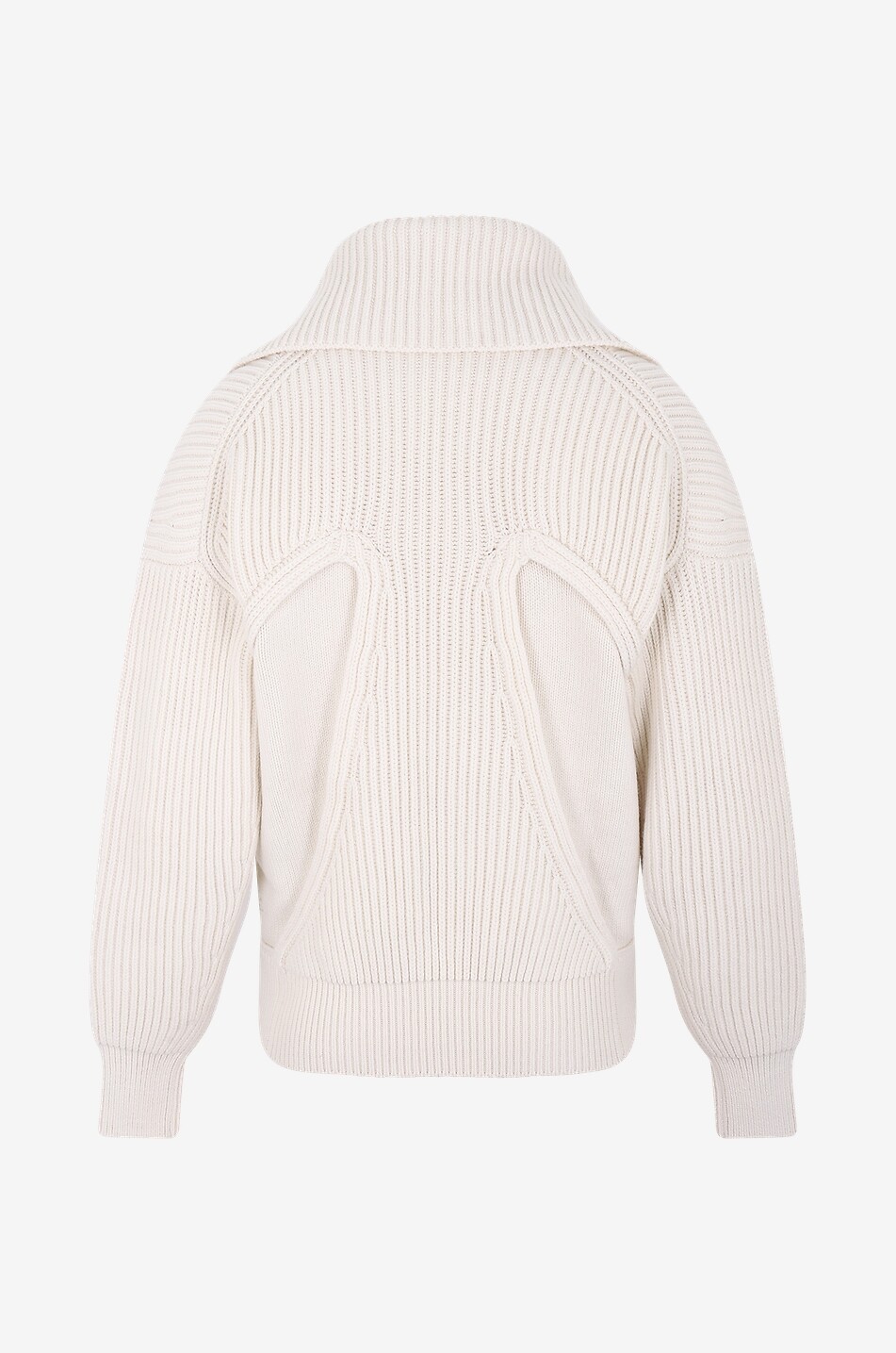 Full-zip chunky rib knit cardigan with stand-collar