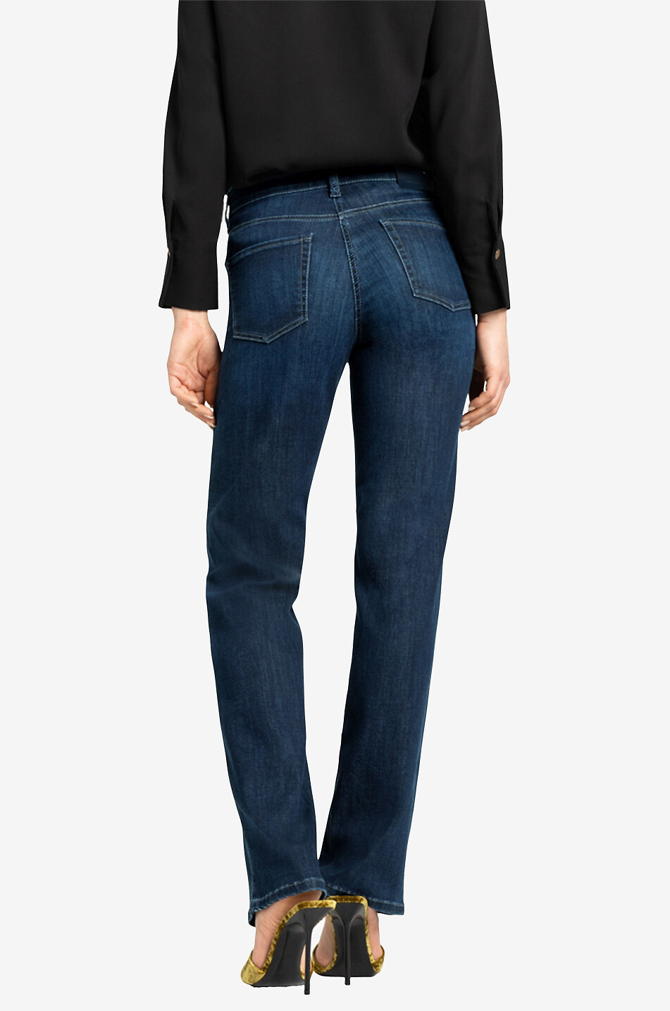 Jean droit délavé en Powder-Soft Paris Straight Long