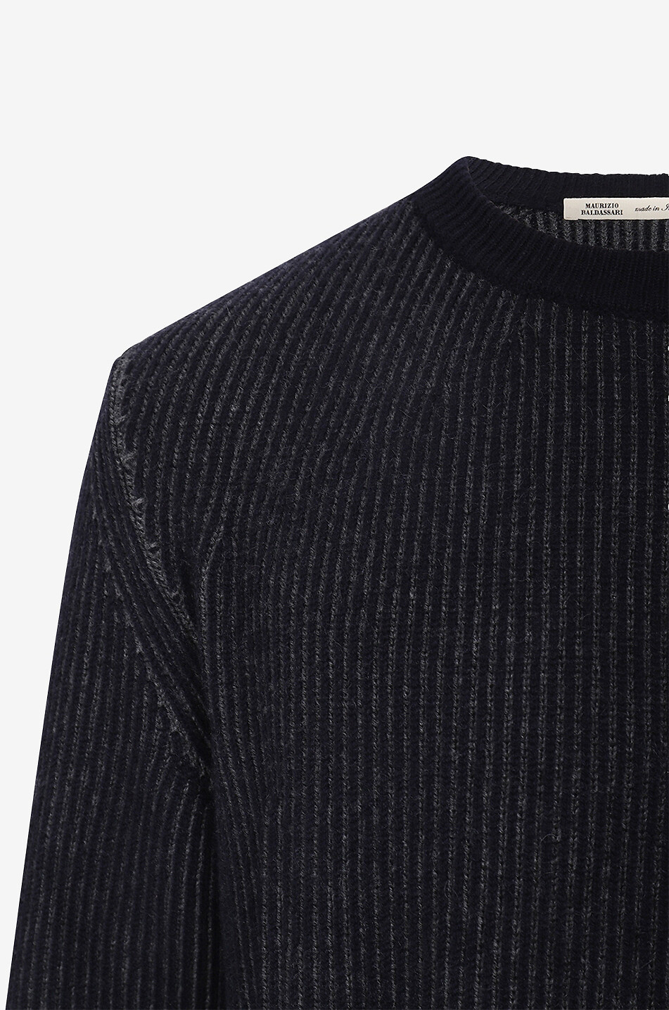 MAURIZIO BALDASSARI Pull en cachemire à cotes bicolores Vanise Homme BLEU FONCE 3