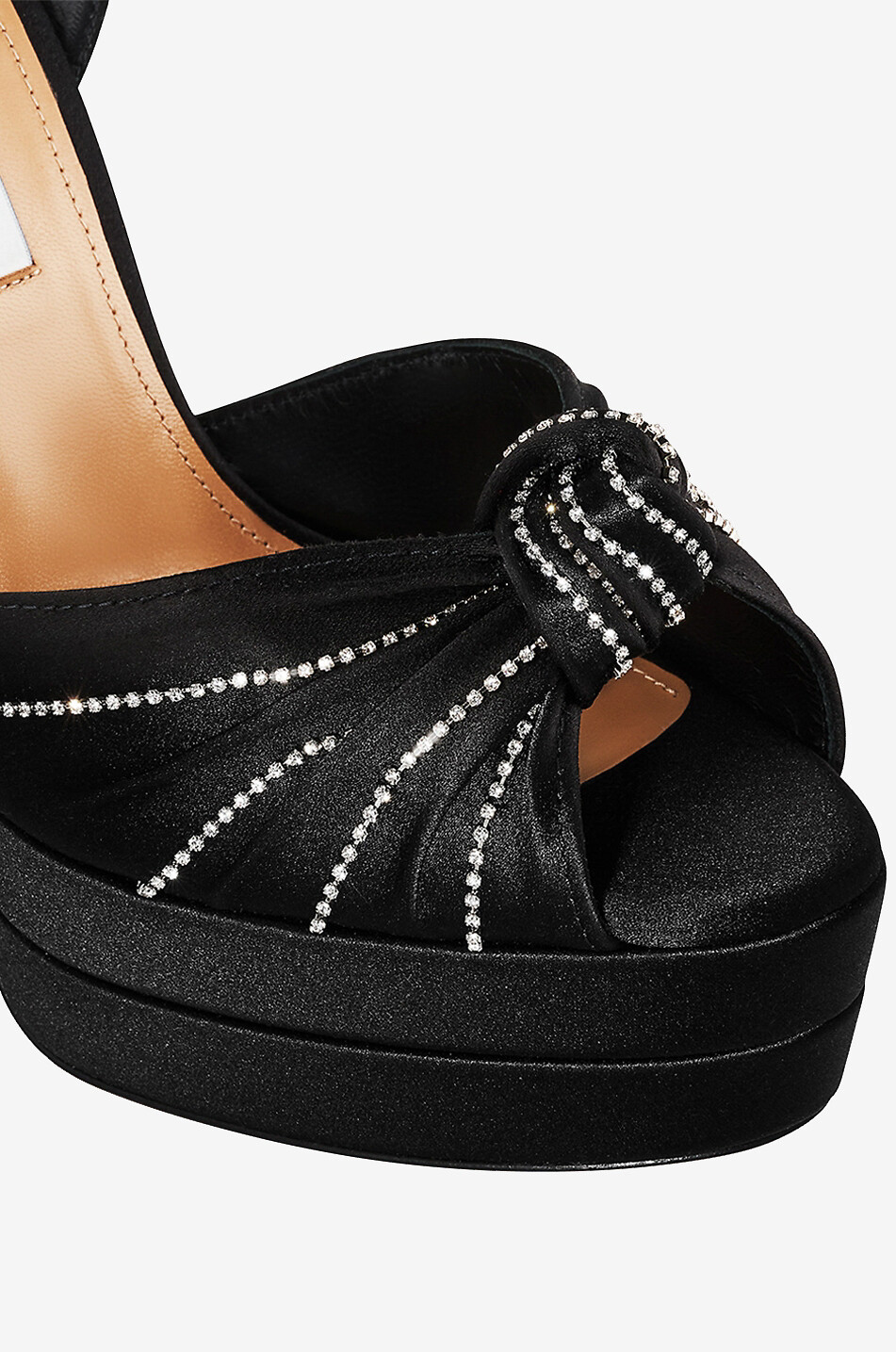 AQUAZZURA Sandales à plateau en satin et cristaux Atelier Crystal 130 Femme NOIR 6
