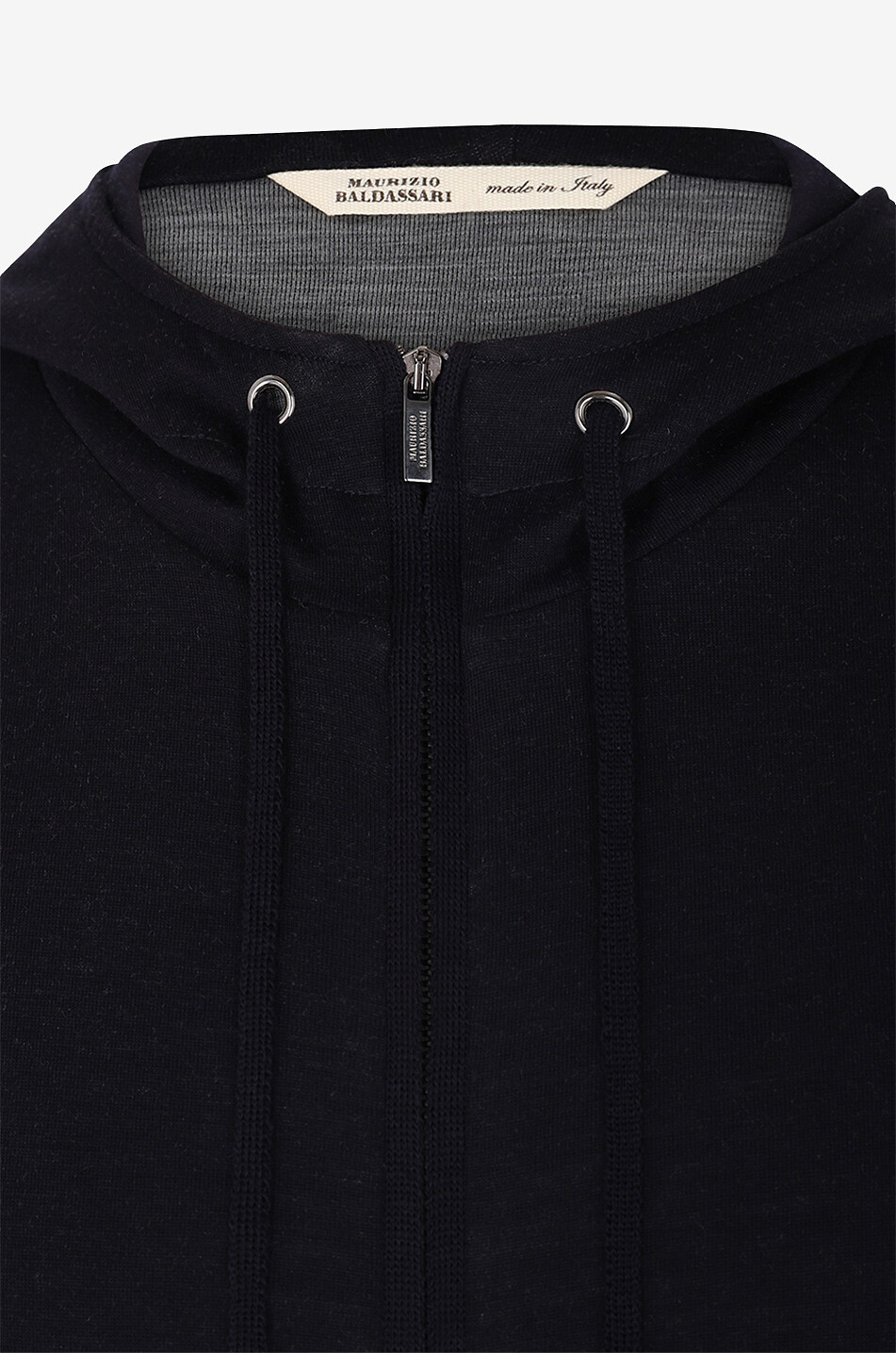 MAURIZIO BALDASSARI Sweat-shirt zippé à capuche en jersey de laine Homme BLEU FONCE 3