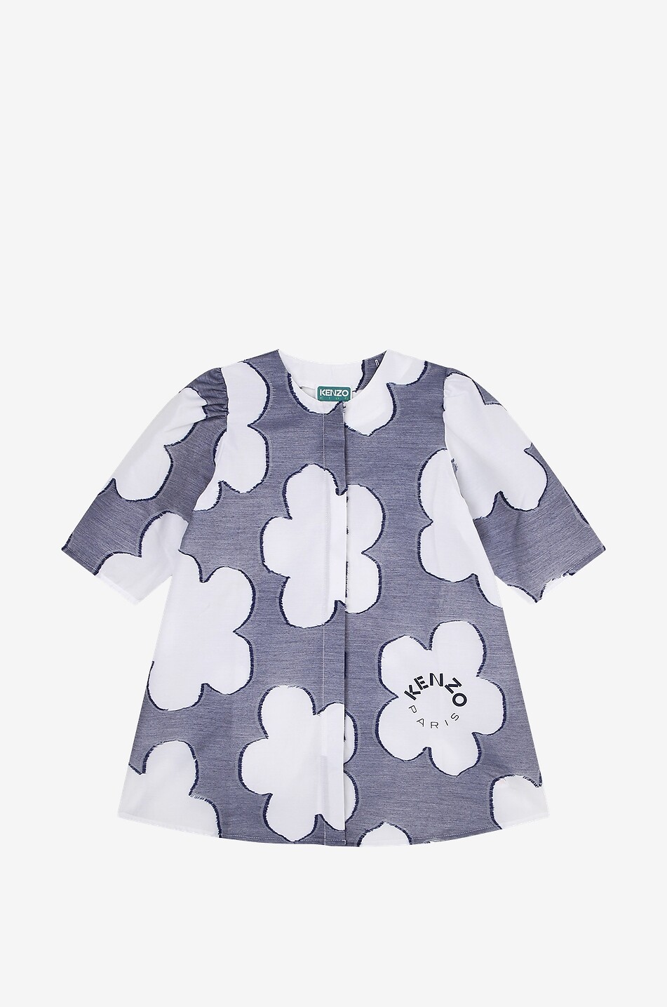 Robe à manches trois-quarts en coton fille Ikebana Boke Flower Dots