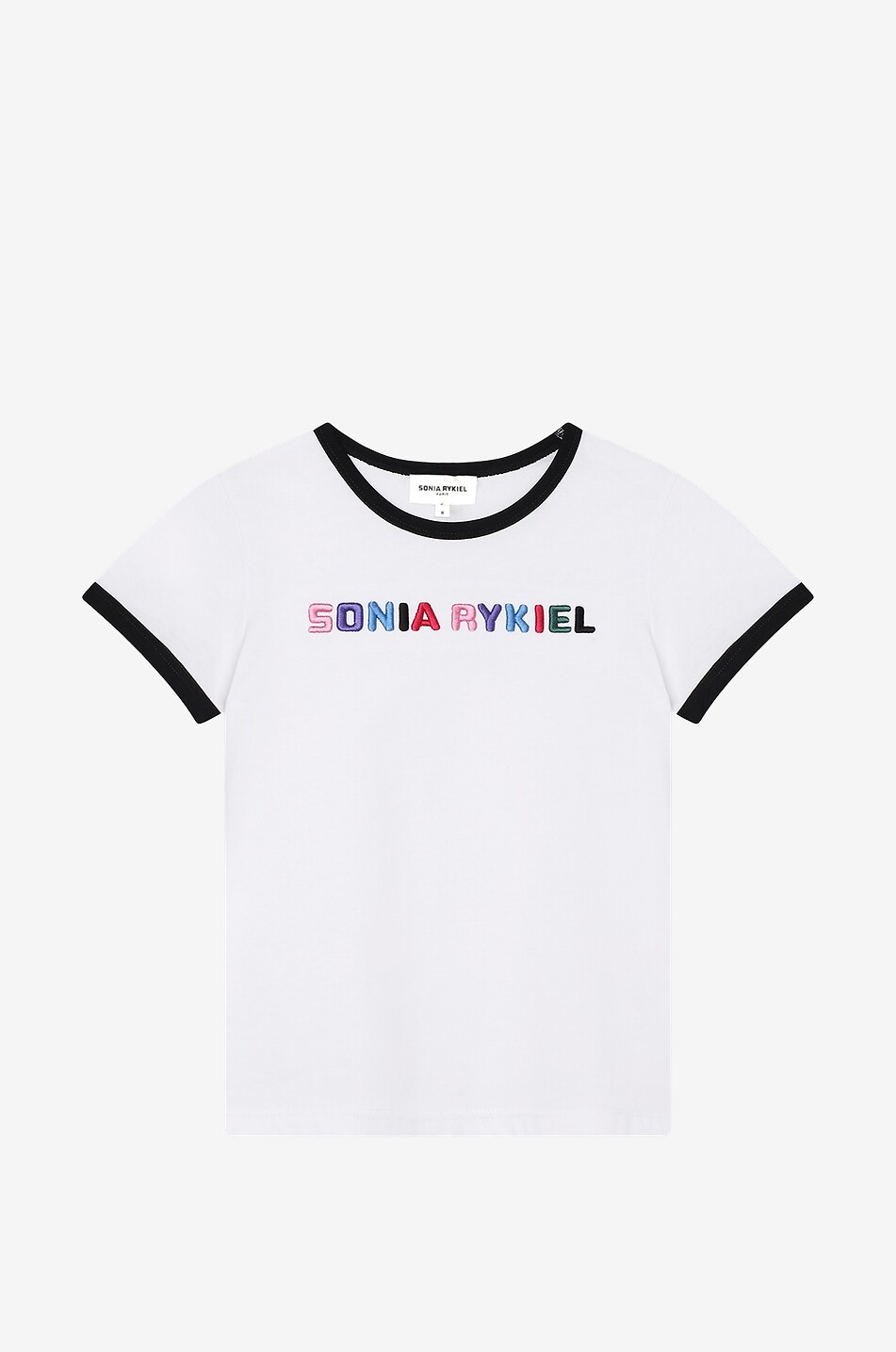 Logo embroidered girls' cotton short-sleeved T-shirt