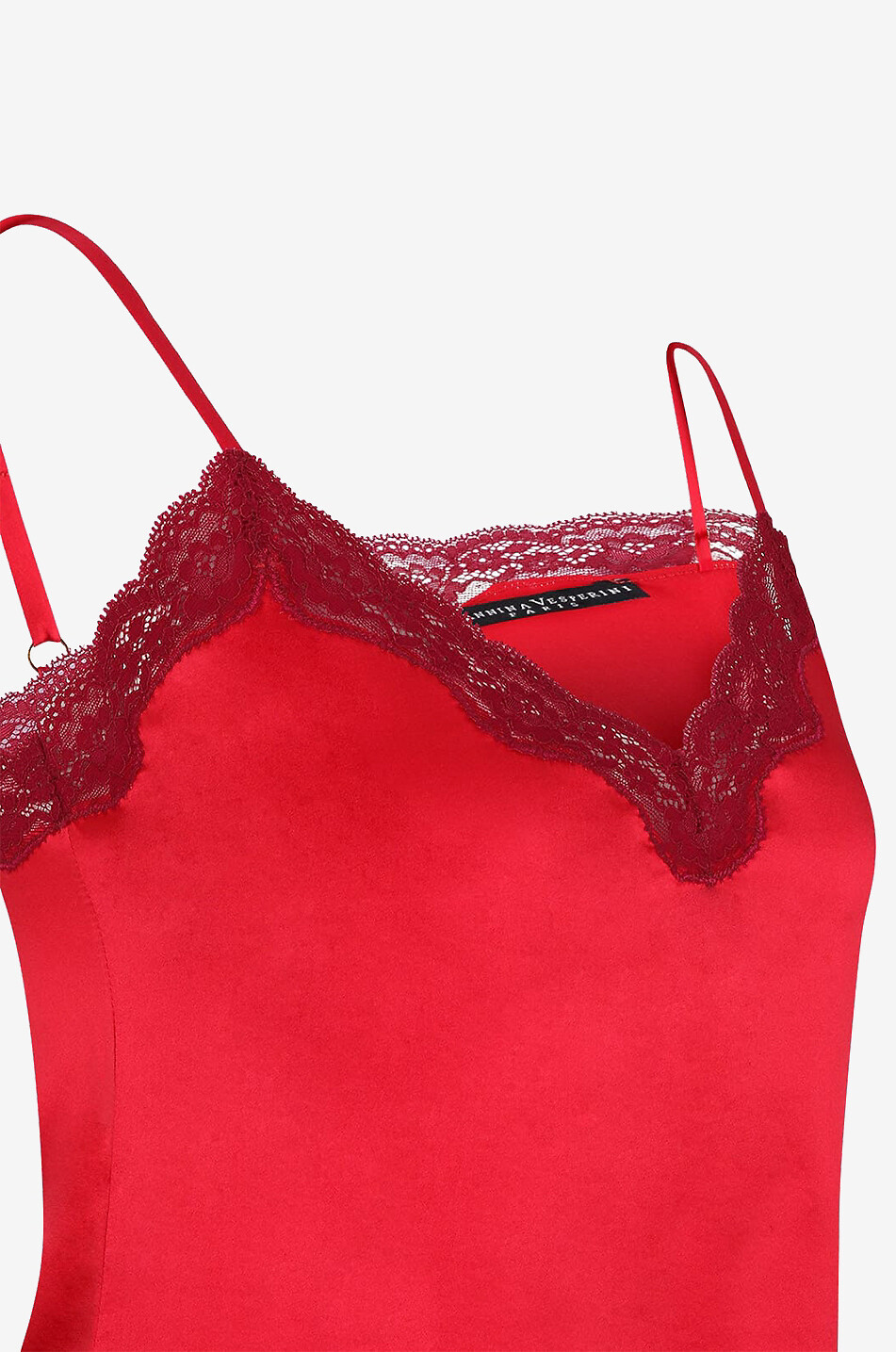 VANNINA VESPERINI Caraco en satin de soie embelli de dentelle Femme ROUGE 3