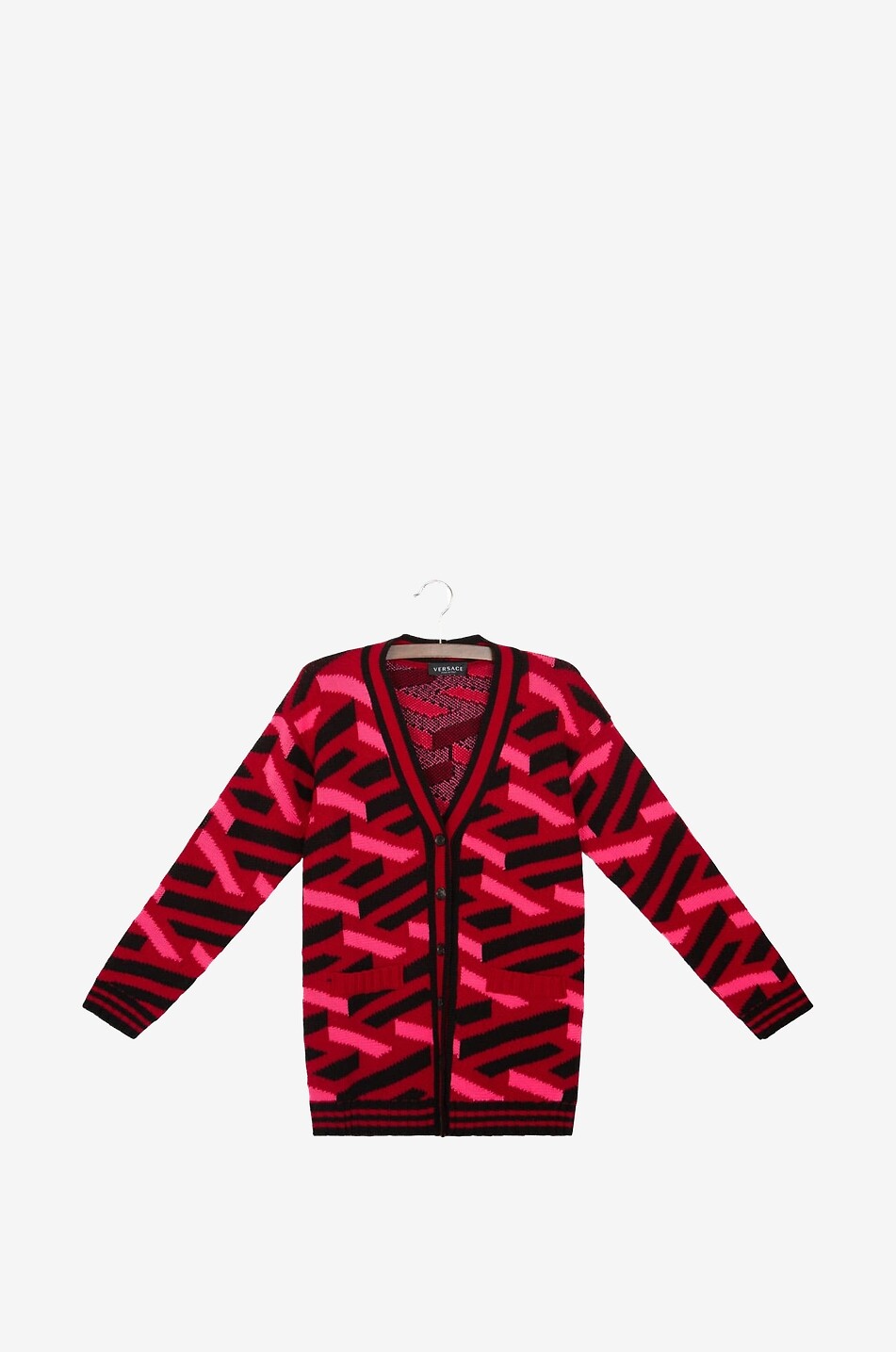 La Greca girl's long jacquard cardigan
