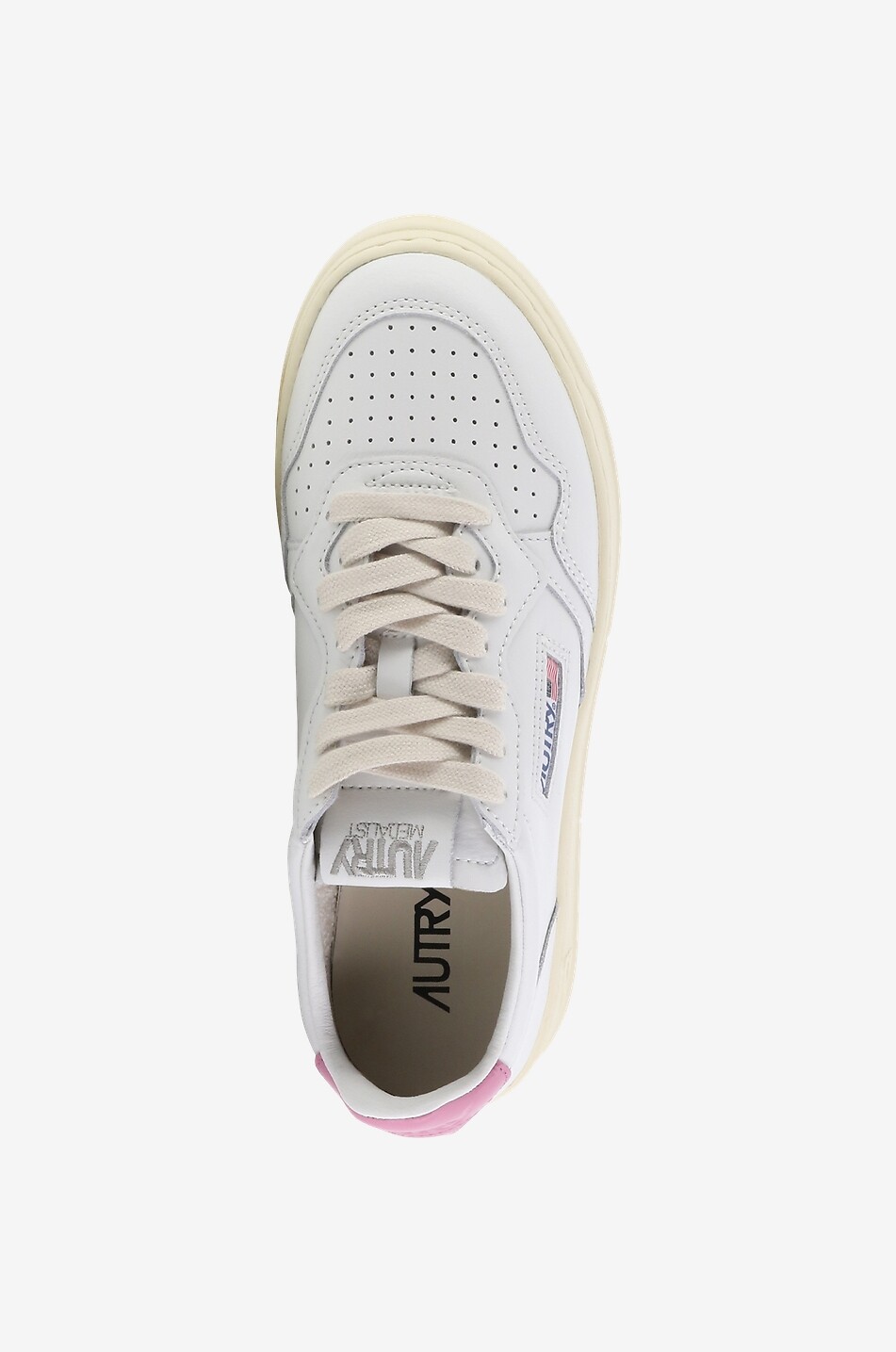 AUTRY Medalist low-top lace-up sneakers with pink accent Women WHITE 5