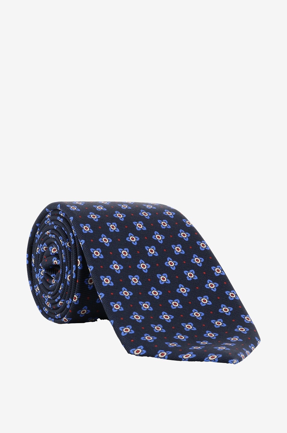 Polka dot and flower adorned silk tie