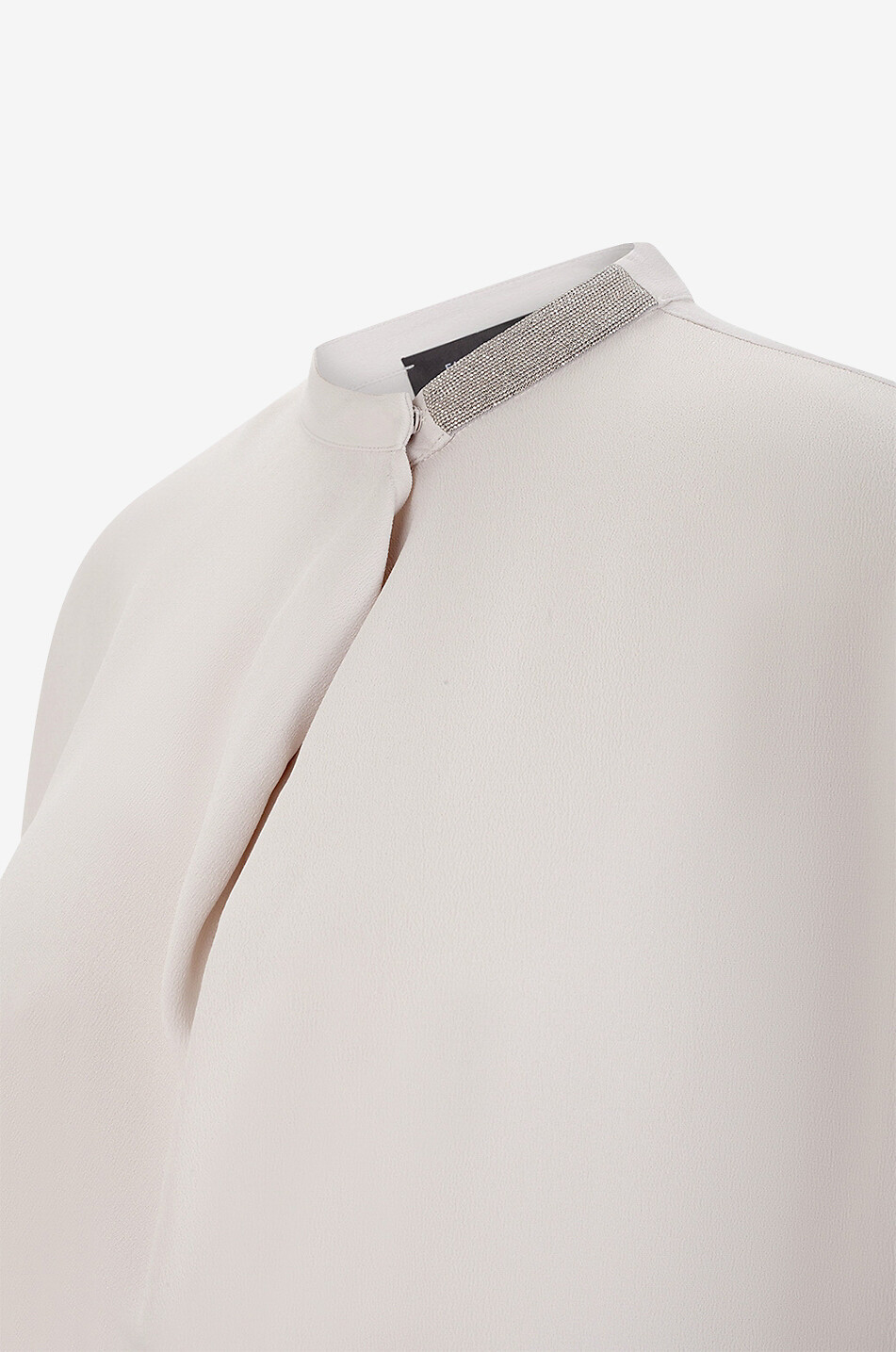 FABIANA FILIPPI Loose crepe blouse with beaded band collar Women Light beige 3