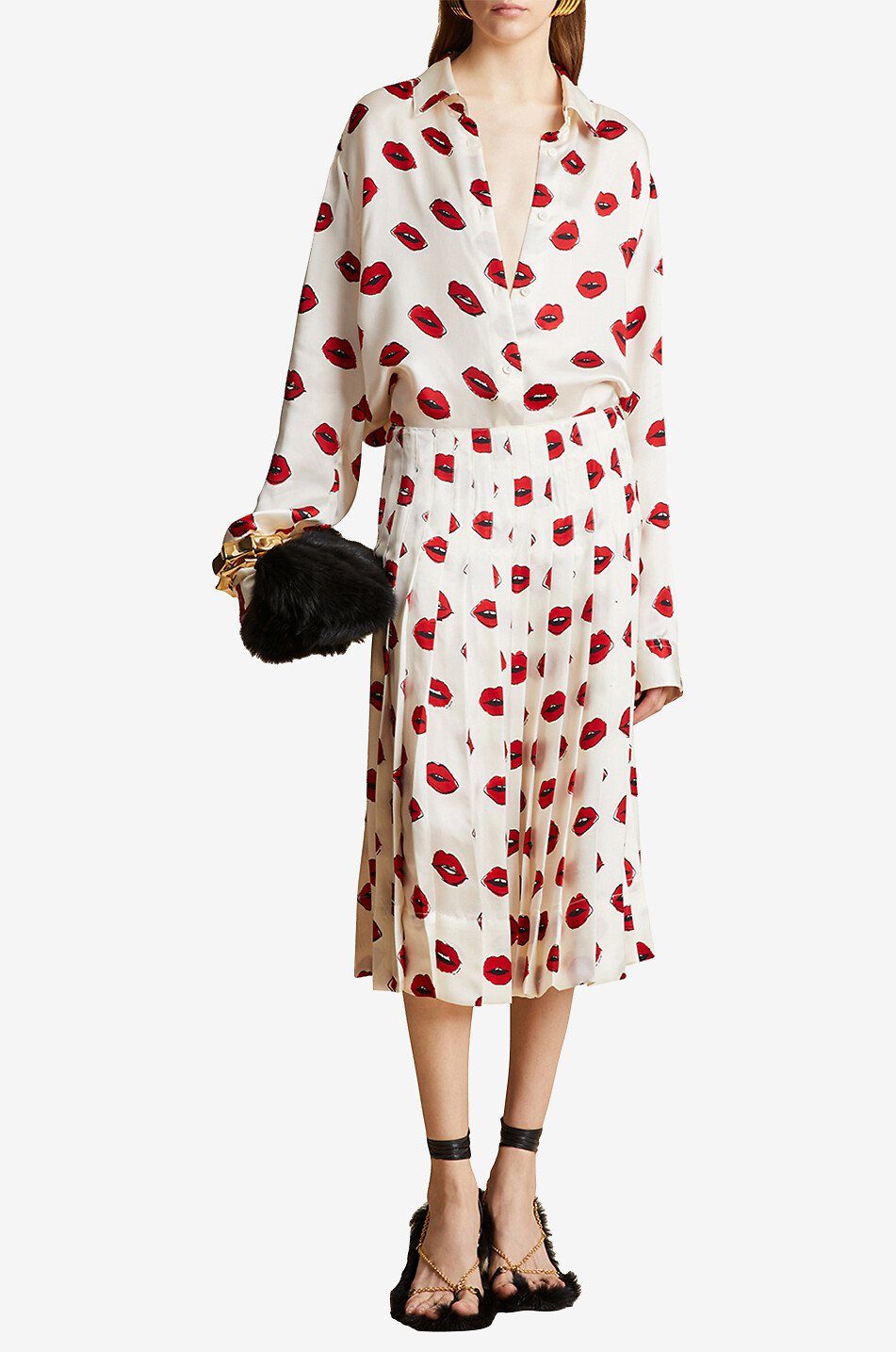 KHAITE Argo lip printed shirt Women EGGSHELL 5