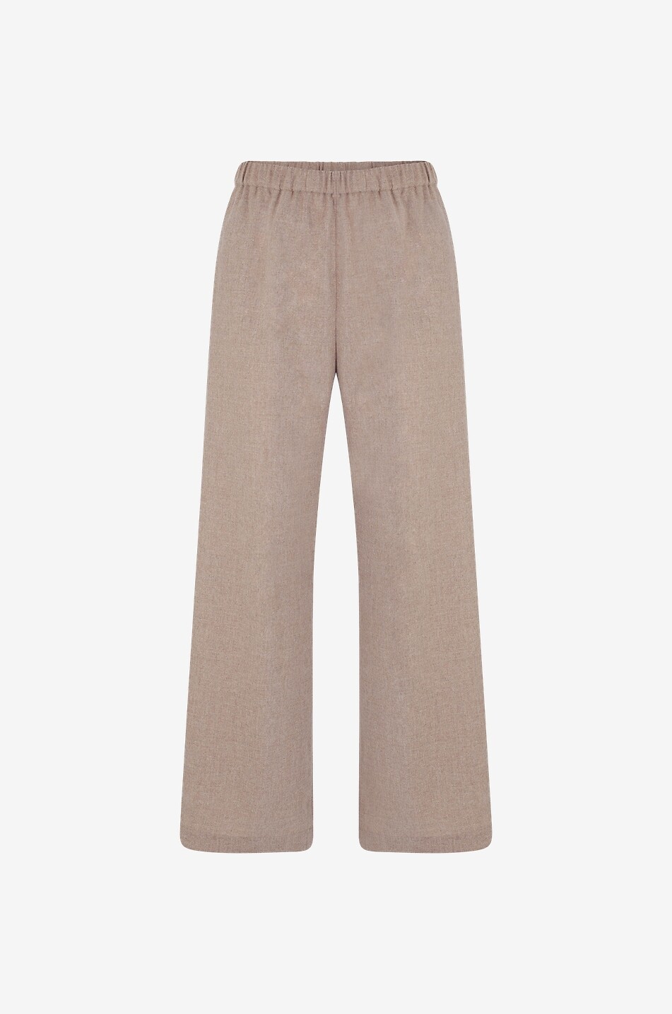 Wide-leg flannel pull-up trousers