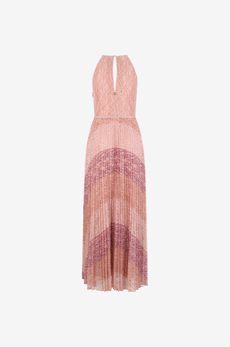 TWINSET Langes Kleid mit plissiertem gestreiftem Rock Damen BUNT 2