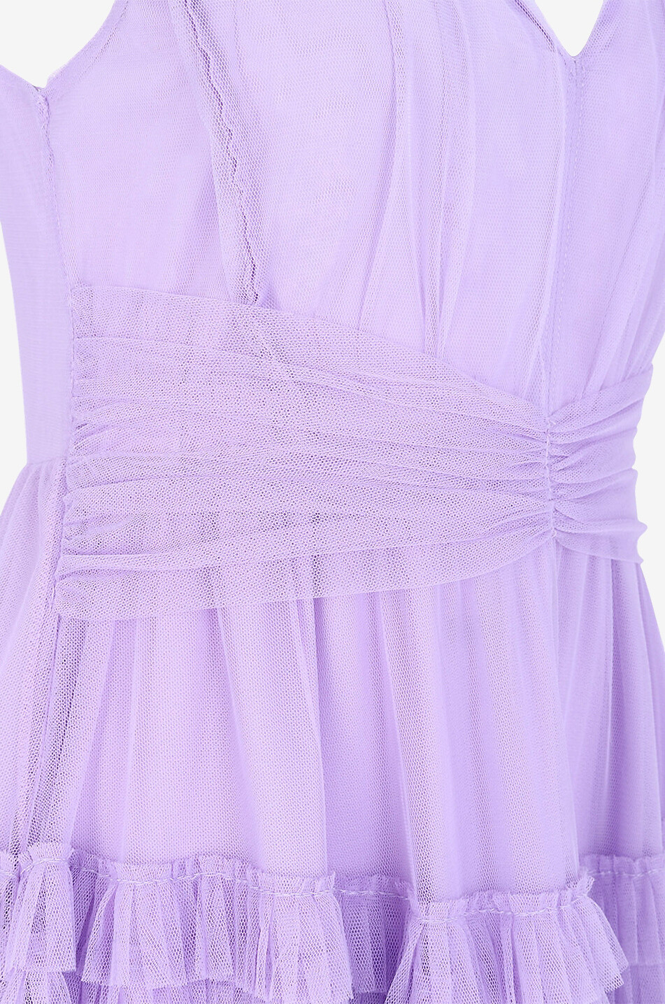 Robe longue sans manches à jupe volantée