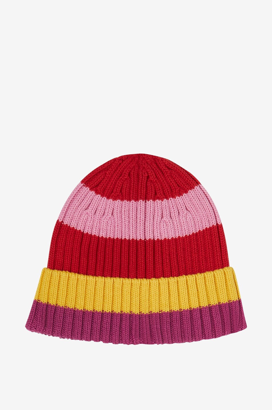 Bonnet rayé fille en maille côtelée