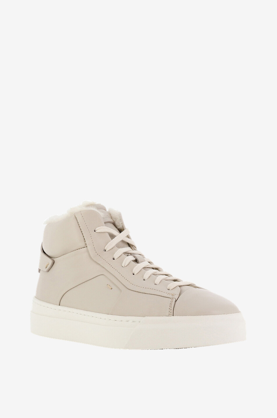 SANTONI Shearling-gefütterte hohe Sneakers Damen Hellbeige 1