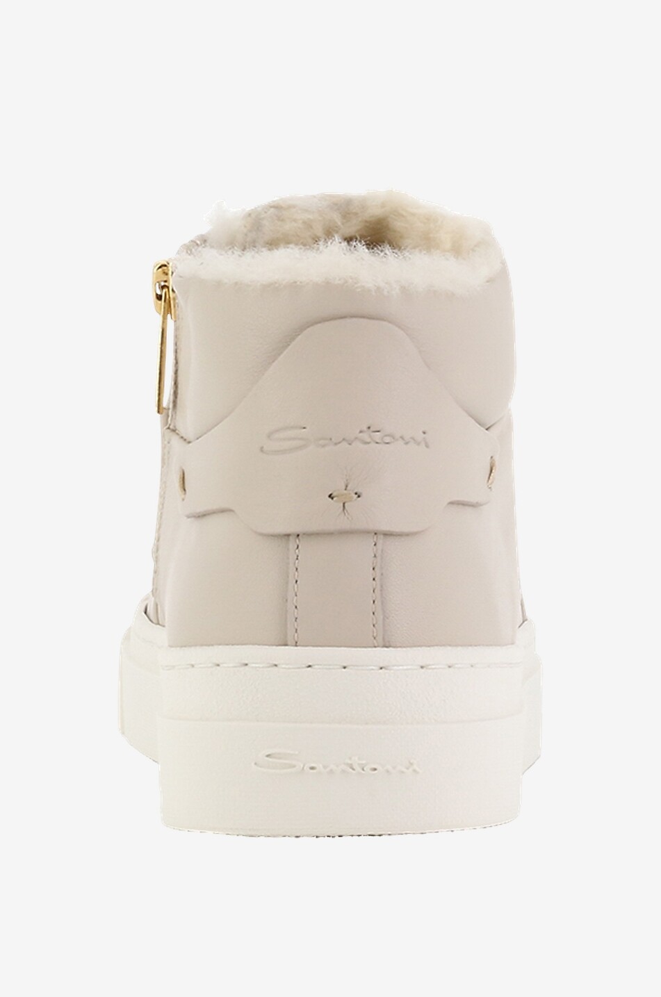 SANTONI Shearling-gefütterte hohe Sneakers Damen Hellbeige 4