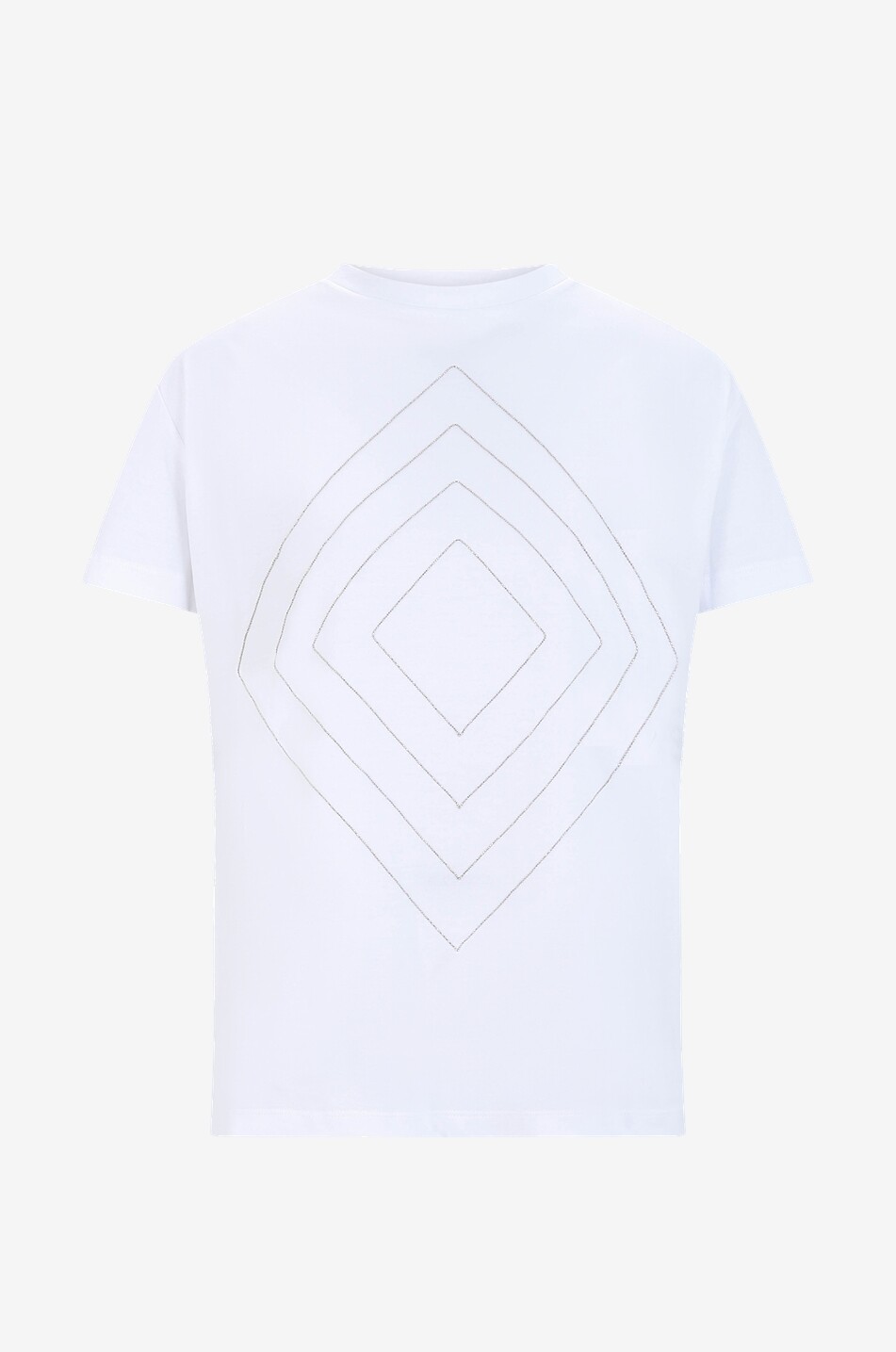 FABIANA FILIPPI Beaded diamond embroidered short-sleeved T-shirt Women WHITE 1