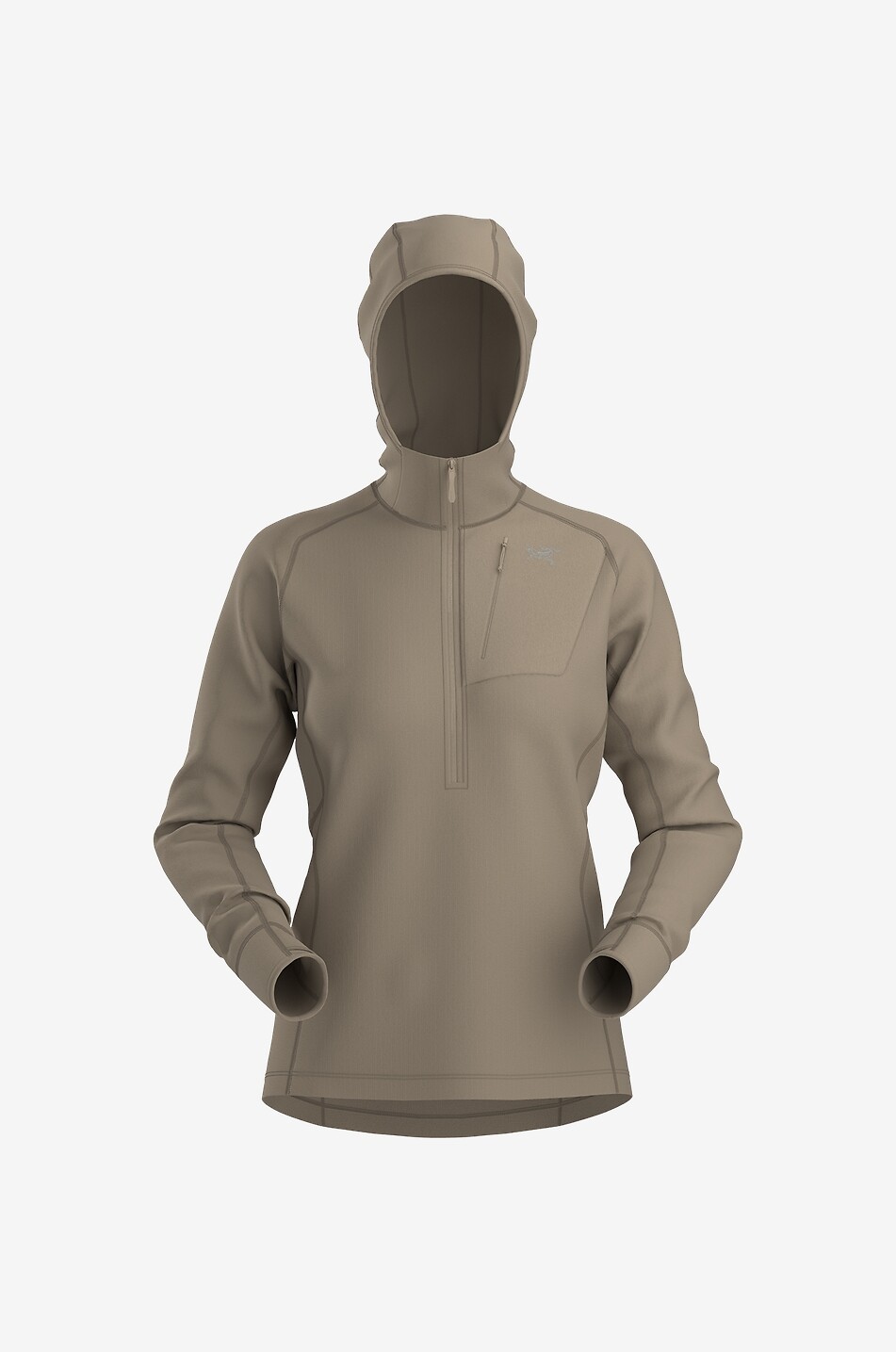ARC'TERYX Delta 1/2 Zip fleece hoodie Women BROWN 1