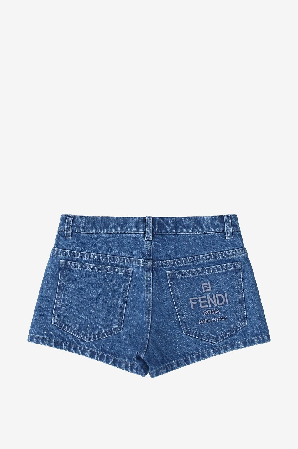 FENDI Short fille en denim délavé brodé FF Fille BLEU 2