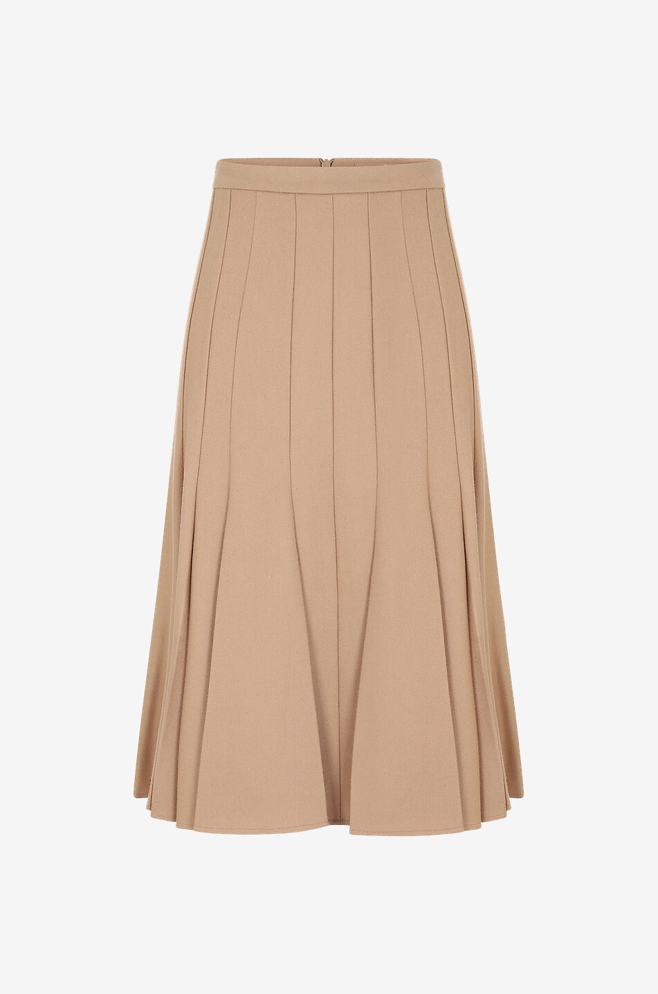 ERMANNO SCERVINO Flared midi skirt in virgin wool with pleating Women BEIGE 1