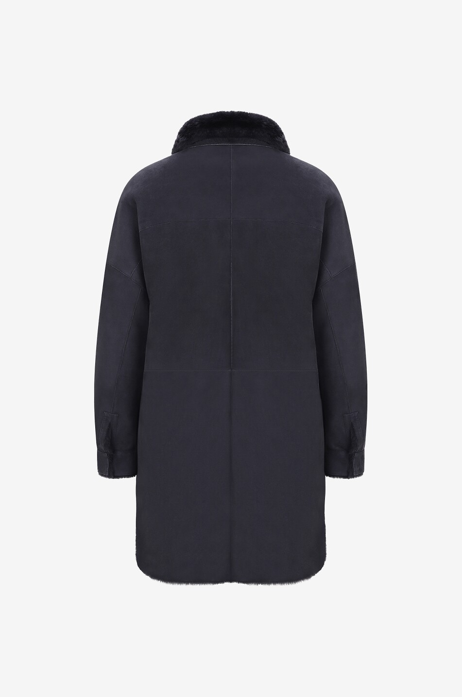 ARMA Manteau court réversible en peau lainée Osaka Merino Suede Femme BLEU FONCE 4