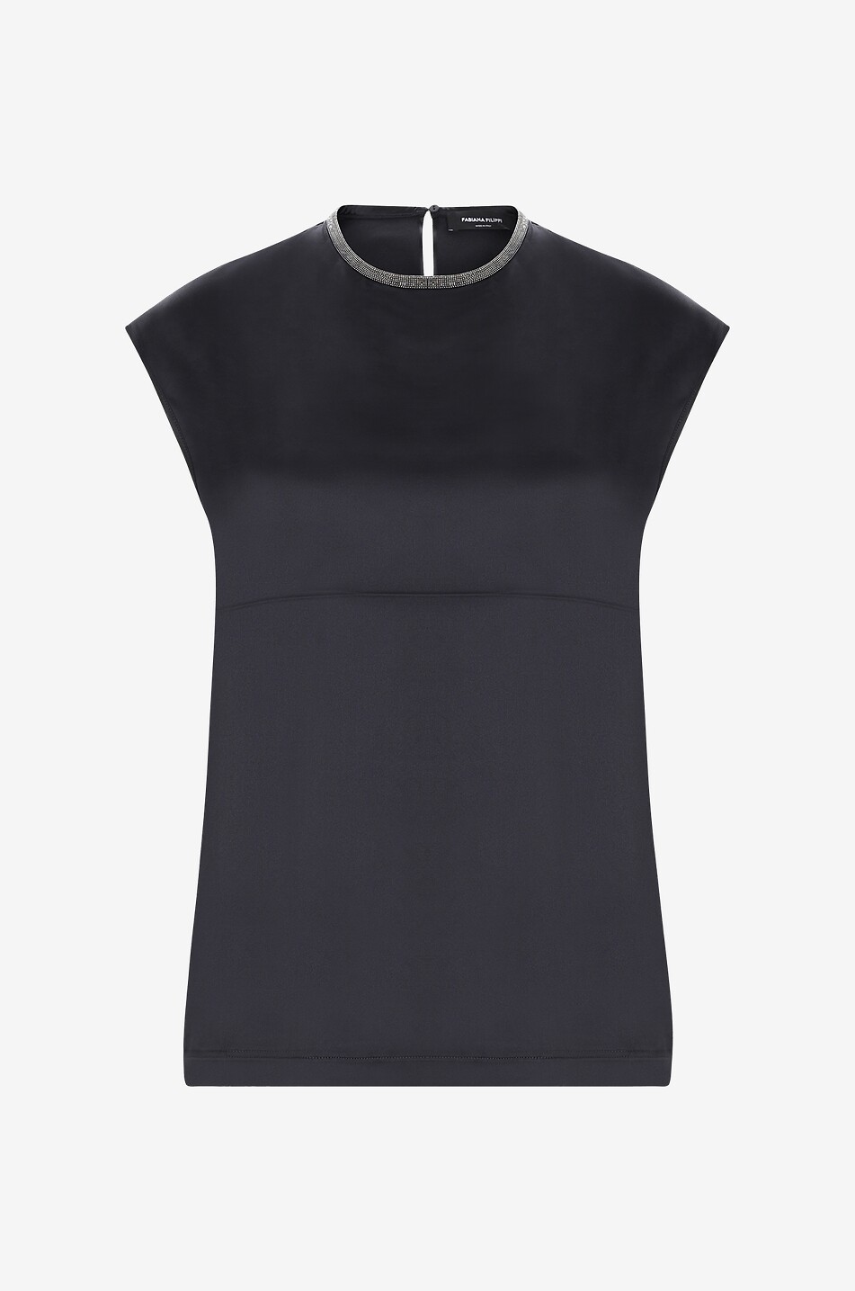 FABIANA FILIPPI Top sans manches en satin à col brillant Femme NOIR 1