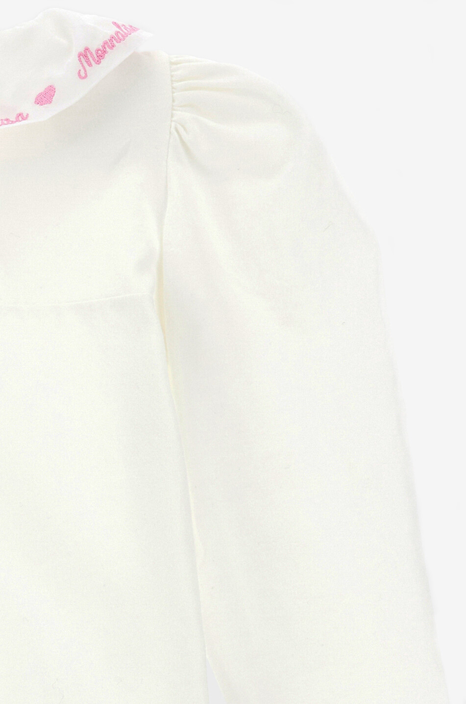 Long-sleeved baby jersey body with embroidered collar