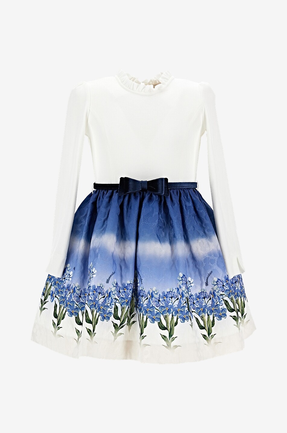 Mädchen-Materialmix-Kleid Stampata Fiori