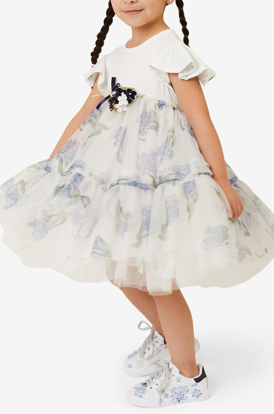 Mädchen-Jersey- und Tüllkleid Ballerina Fiori