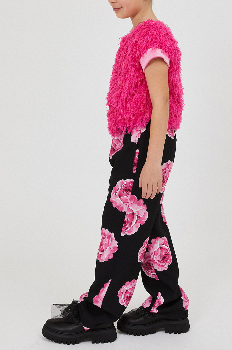 Top fille à manches courtes effet plumes