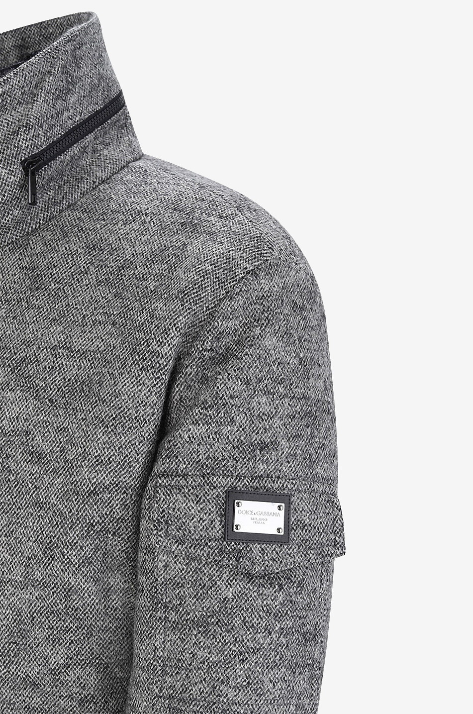 DOLCE & GABBANA Gefütterte Wolljacke mit Logo-Plakette Herren MITTELGRAU 3