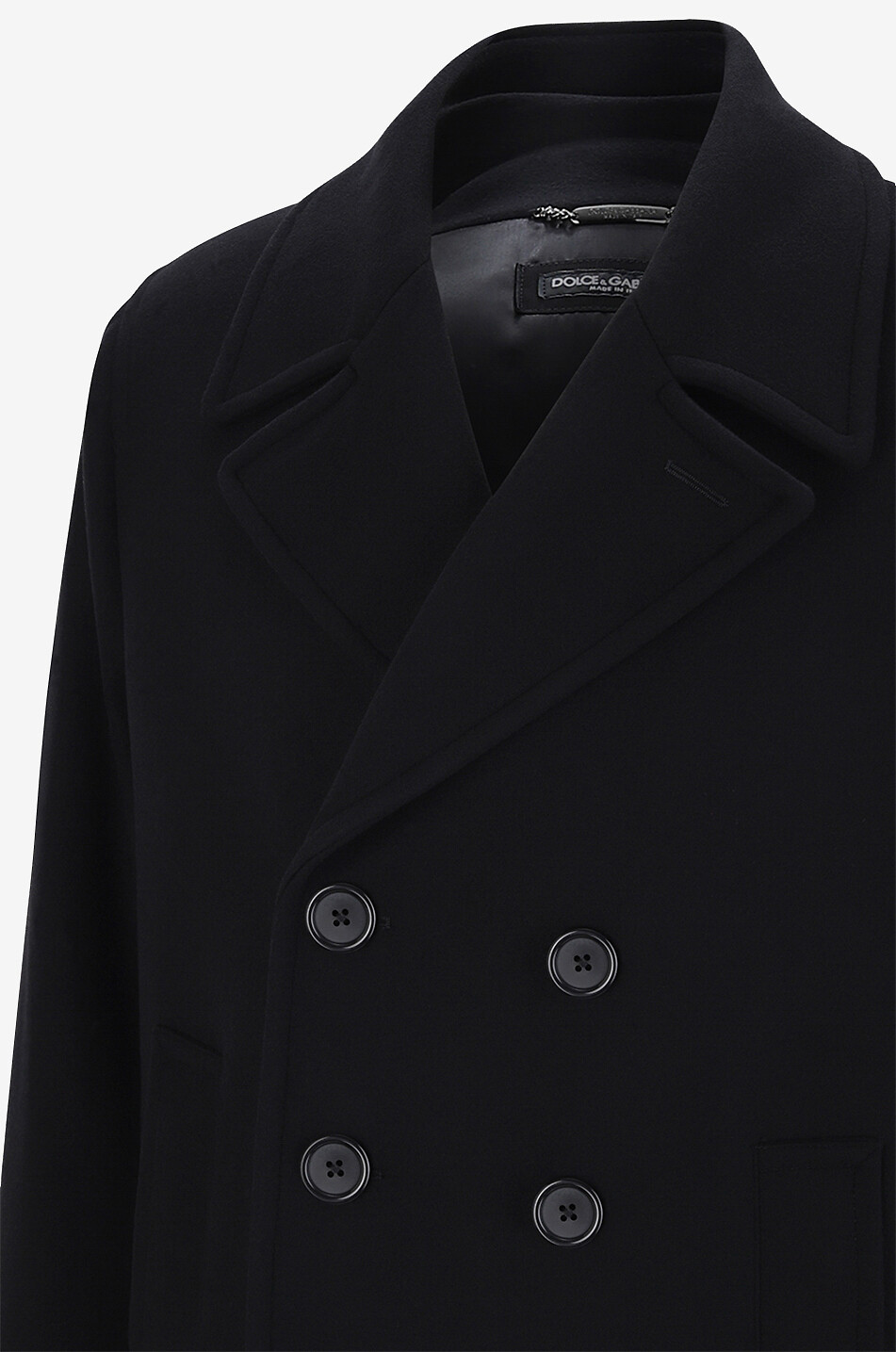 DOLCE & GABBANA Double-breasted pea coat with logo plate Men BLACK 3