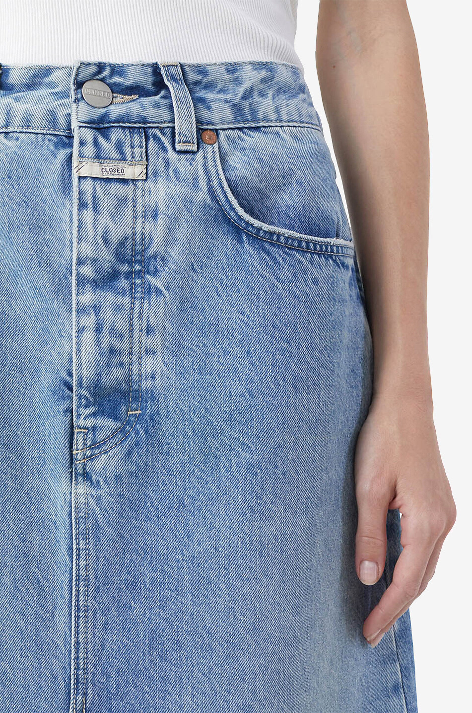 Jupe midi taille basse en denim