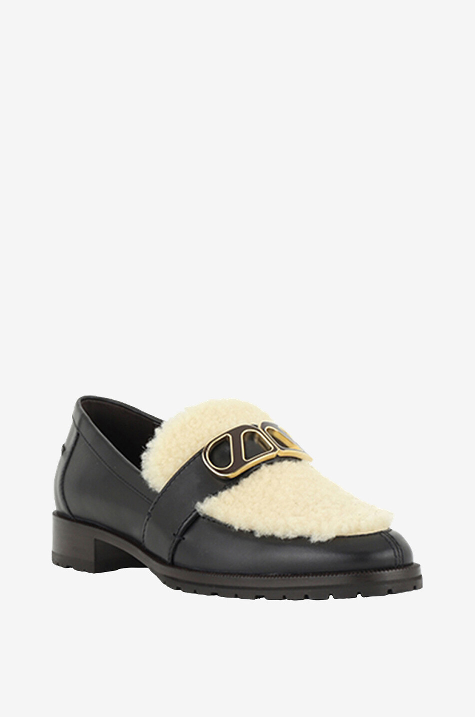 SKORPIOS Blair Aspen smooth leather and shearling loafers Women BLACK 1